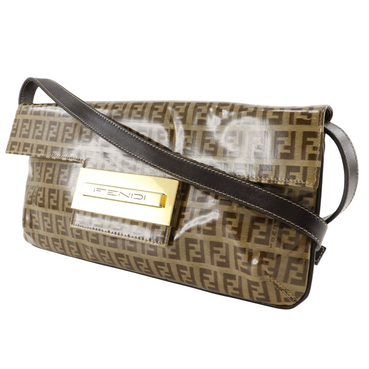 Fendi Brown Vinyl Shoulder Bag (Pre-Owned)