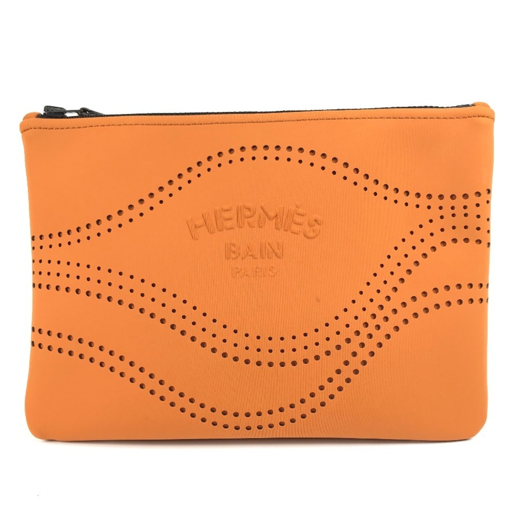 Hermes Orange Polyamide Clutch Bag Pouch (Pre-Owned)
