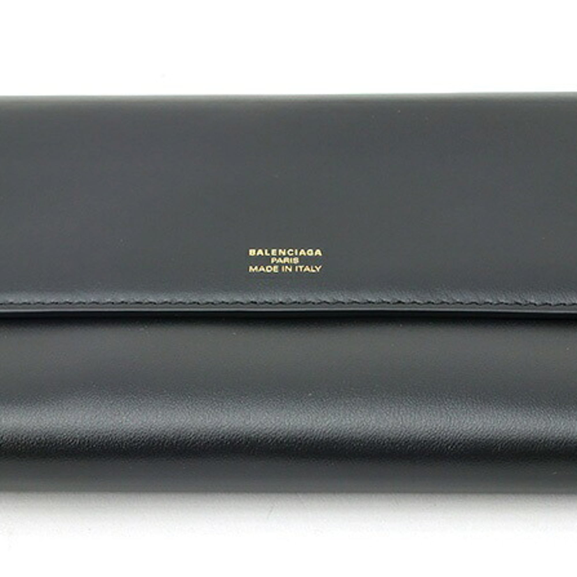 Balenciaga Black Gray Leather Long Wallet (Bi-Fold) (Pre-Owned)