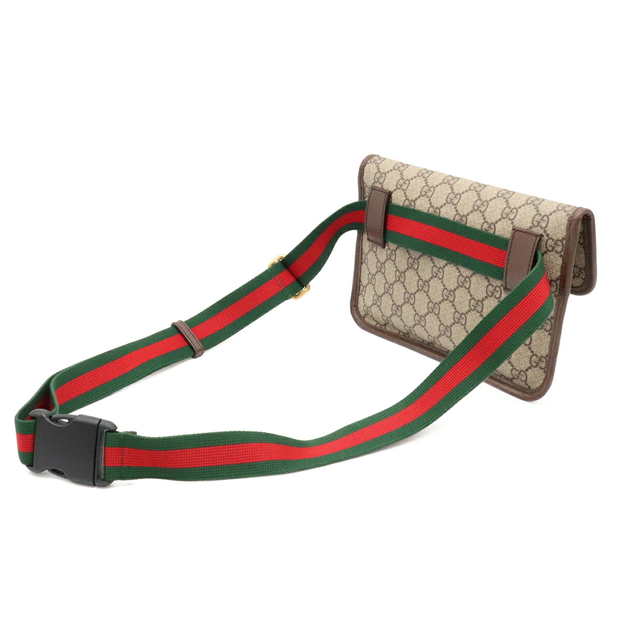 Gucci Beige Green Red Color Gg Supreme Leather Fanny Pack Sling Bag (Pre-Owned)