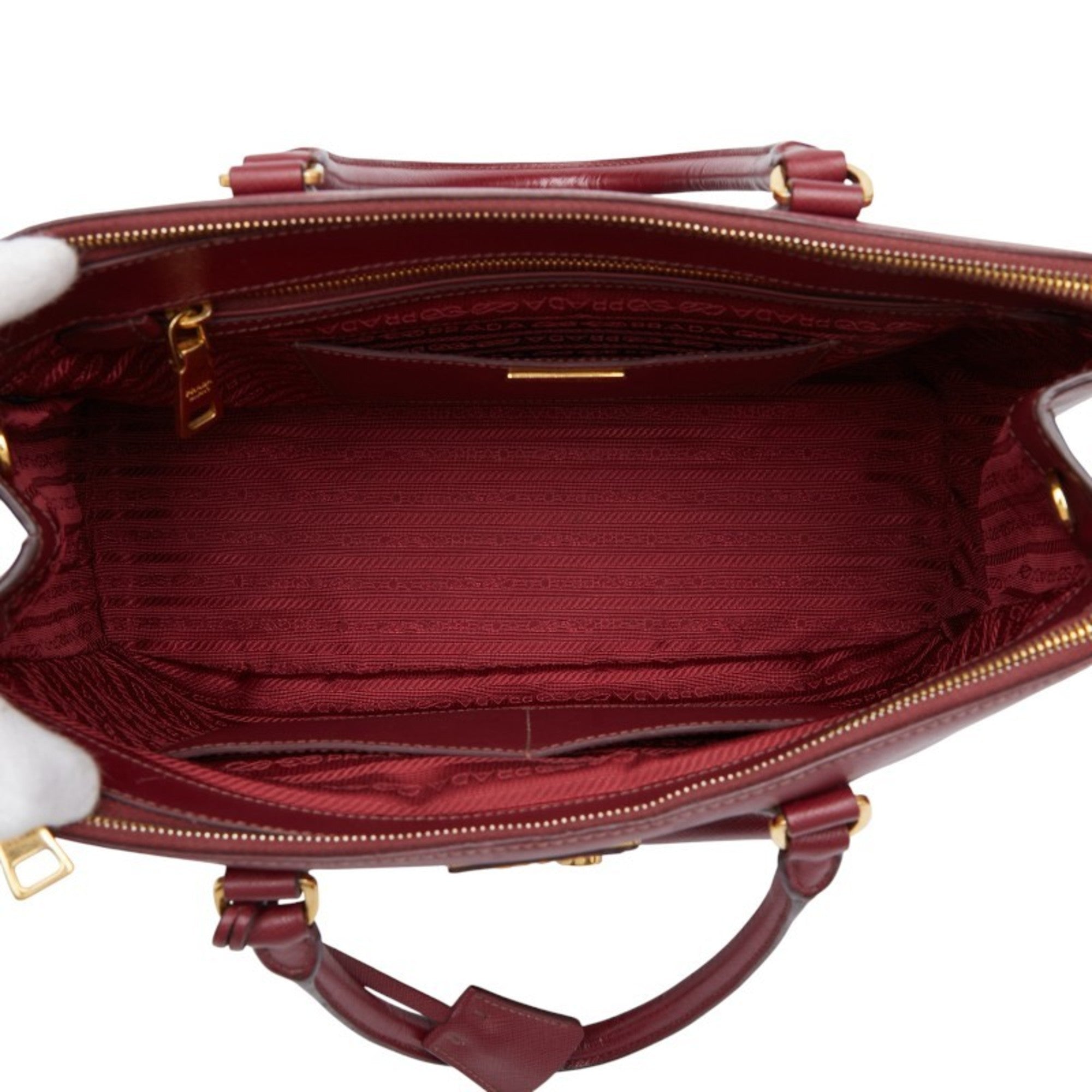 Prada Bordeaux Red Color Wine Leather Handbag Shoulder Bag (Pre-Owned)