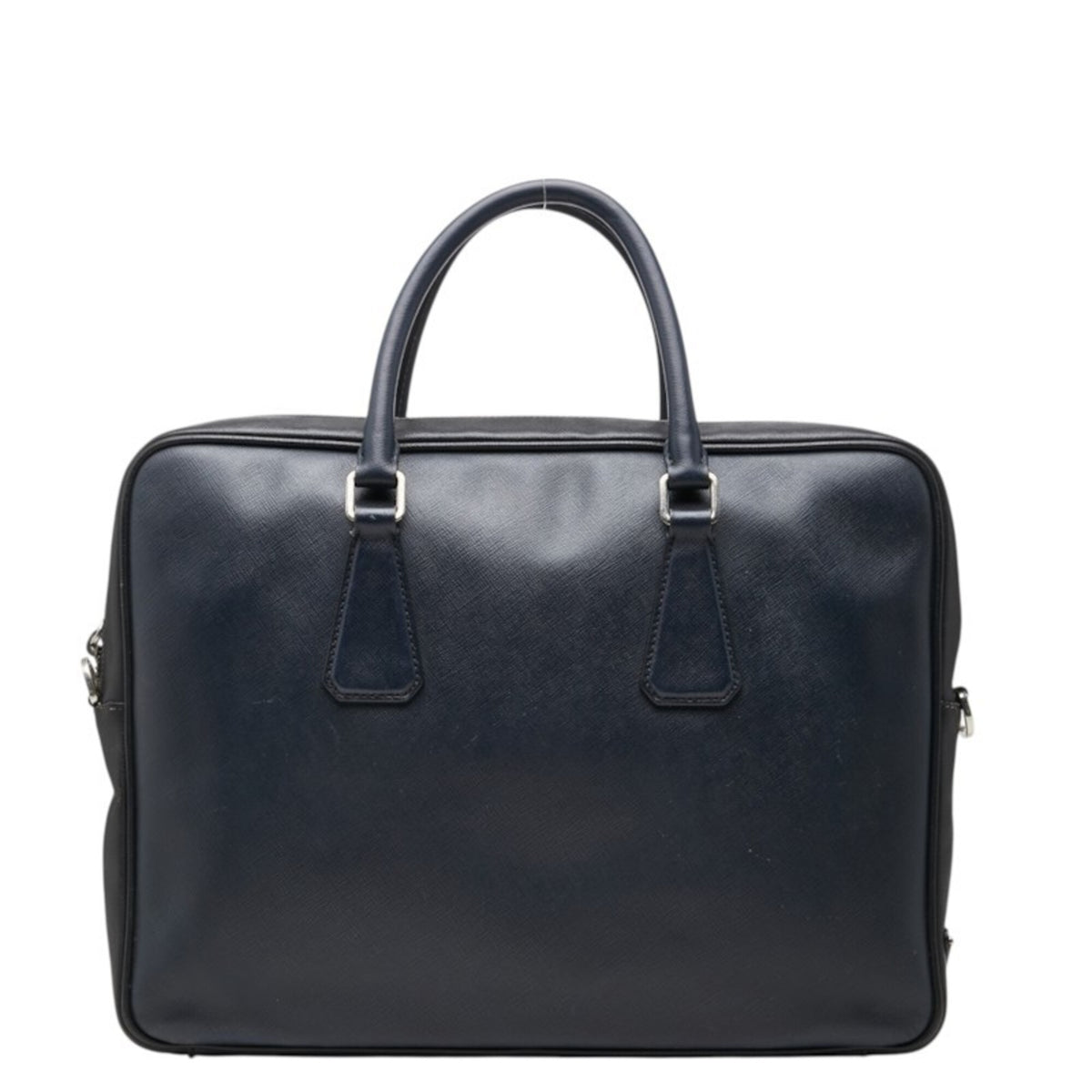 Prada Navy Black Leather Handbag (Pre-Owned)