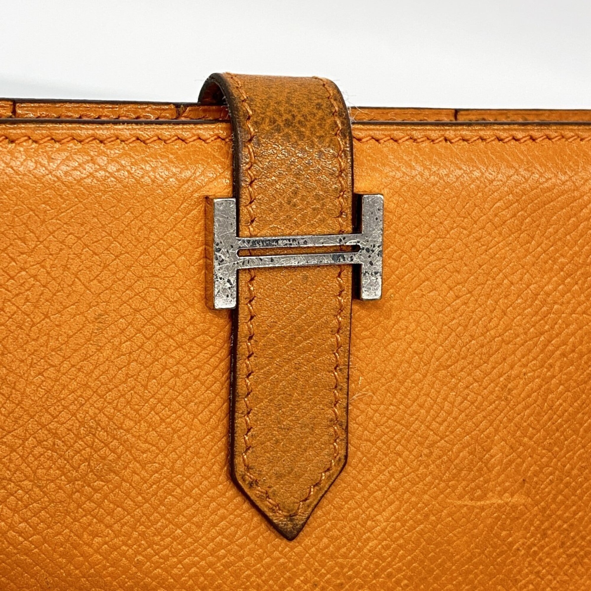 Hermes Orange Epsom Leather Long Wallet (Bi-Fold) (Pre-Owned)