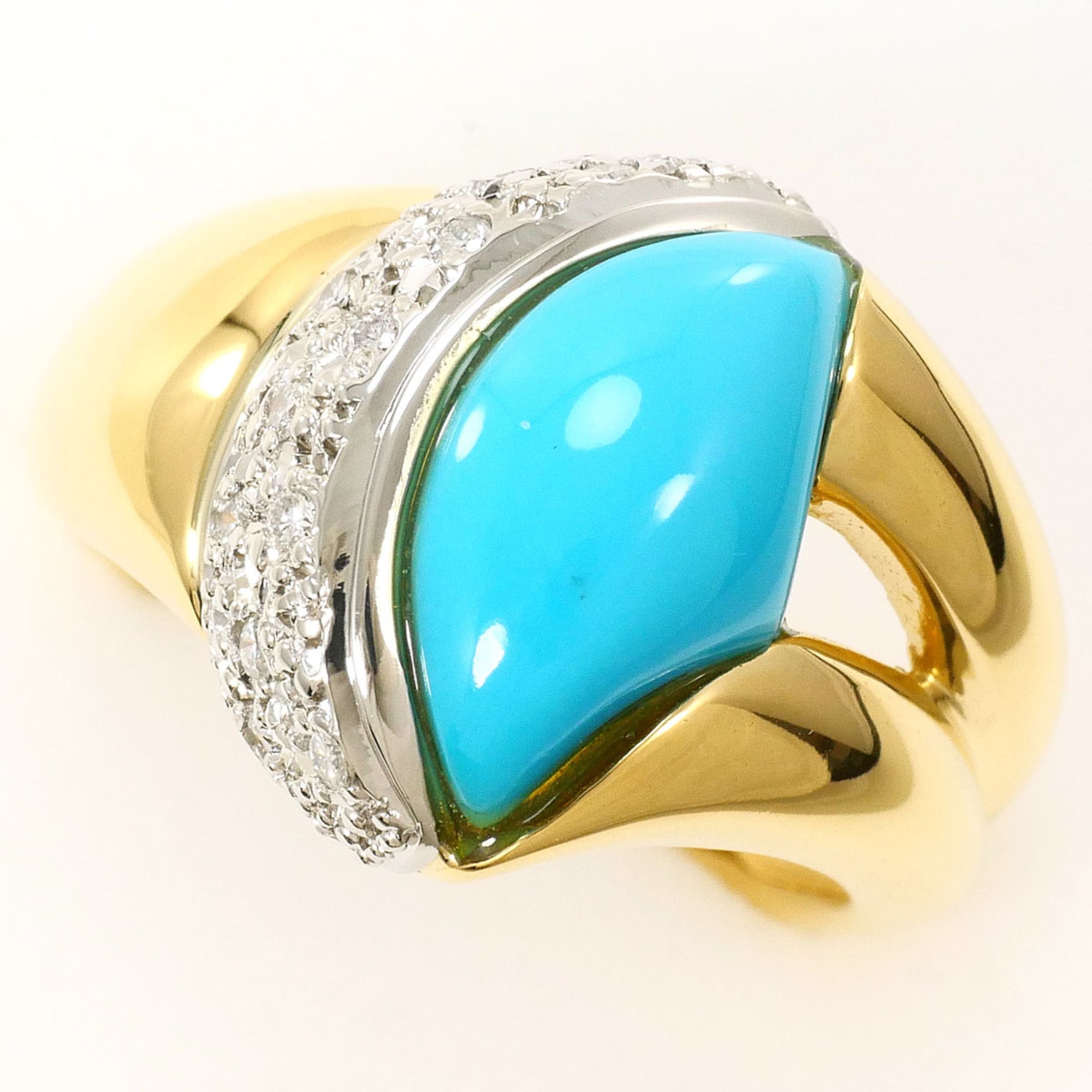 Unbranded Platinum Turquoise Yellow Gold Yellow Gold (18K) Platinum 900 Band Ring (Pre-Owned)