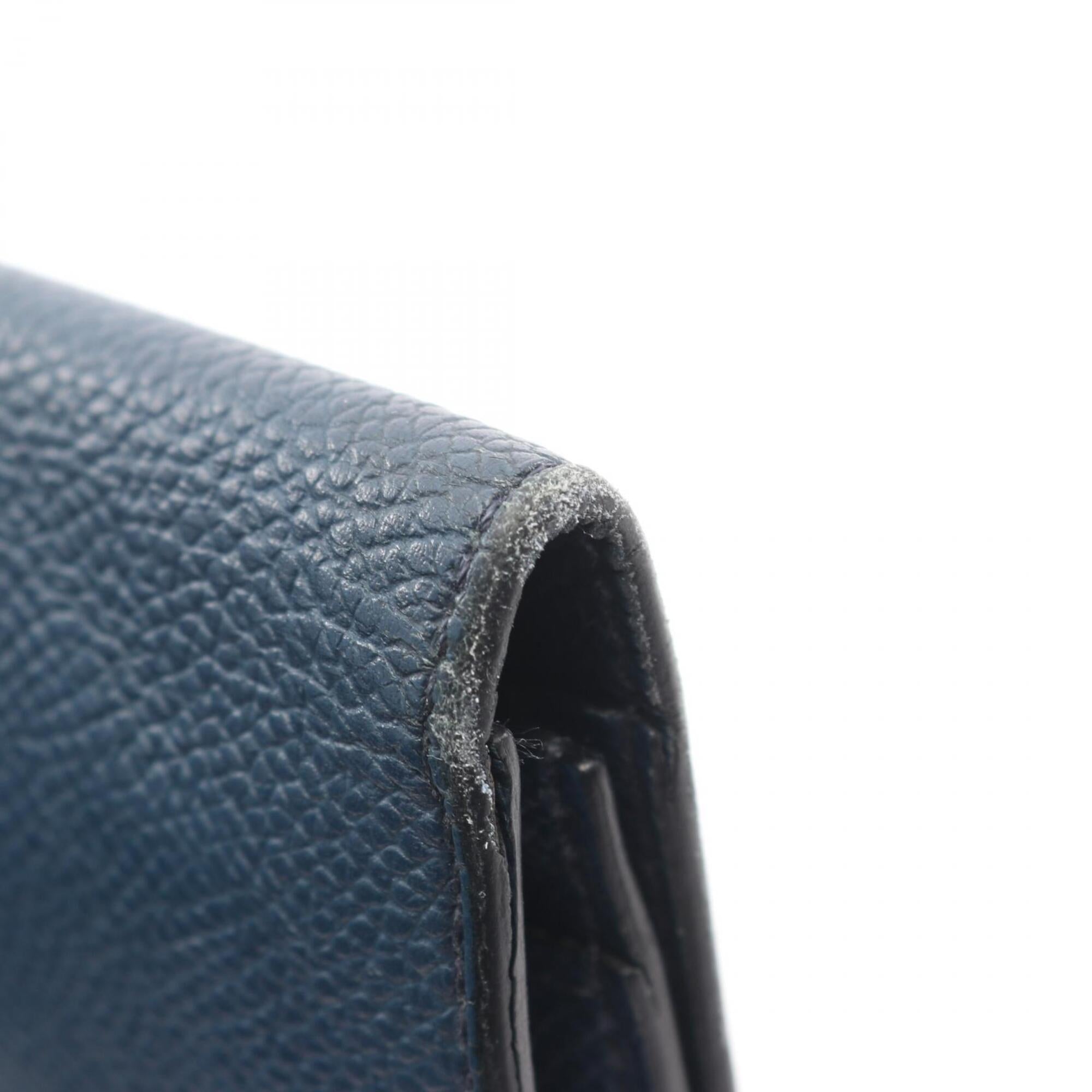 Hermes Navy Epsom Leather Leather Long Wallet (Bi-Fold) (Pre-Owned)