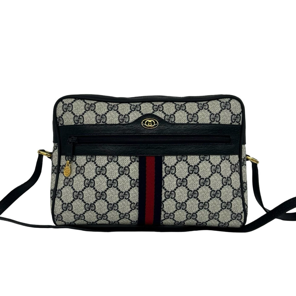 Gucci Navy Red Color Leather Pvc Shoulder Bag (Pre-Owned)