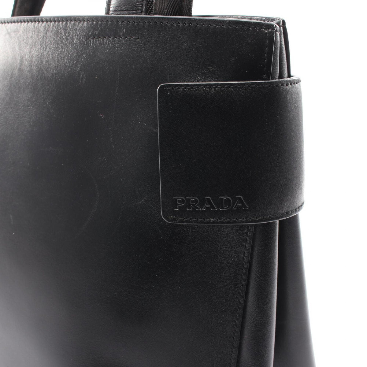 Prada Black Leather Handbag Tote Bag (Pre-Owned)