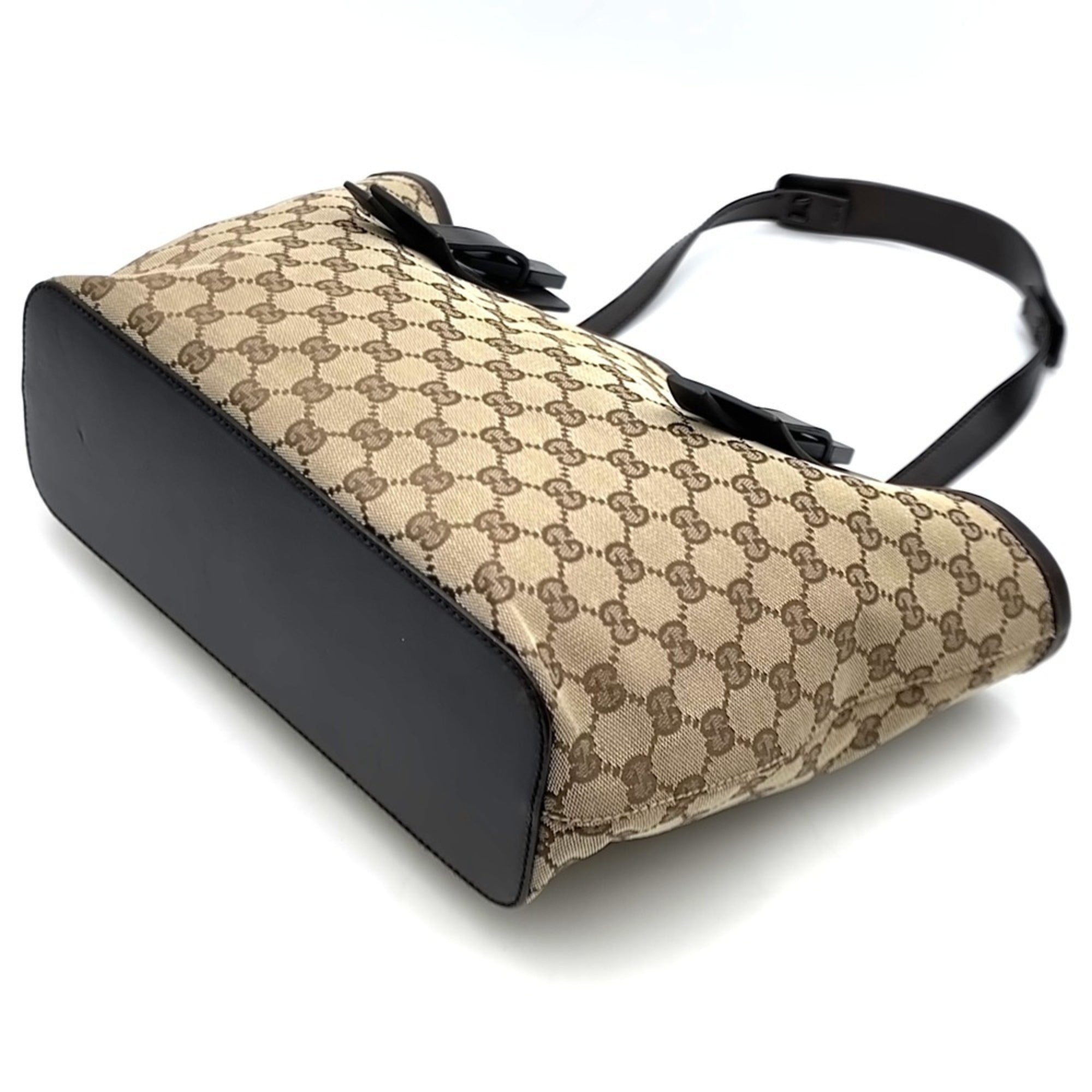 Gucci Gg Canvas Brown Gg Canvas Leather Tote Bag (Pre-Owned)