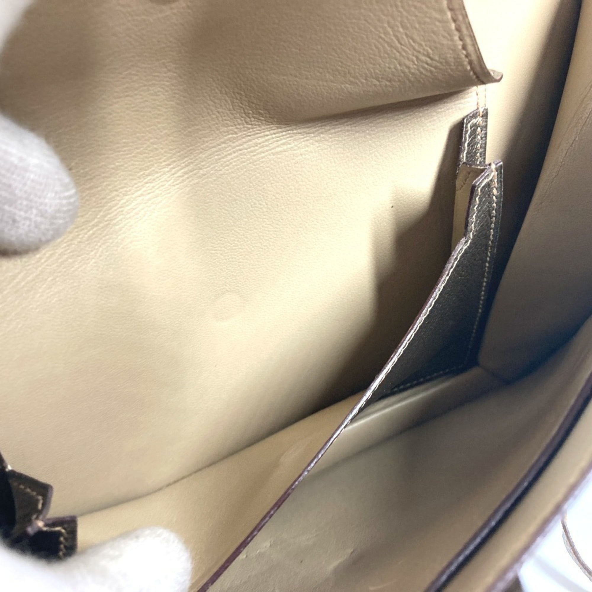 Hermes Gold Chevre Leather Handbag Pouch Shoulder Bag (Pre-Owned)
