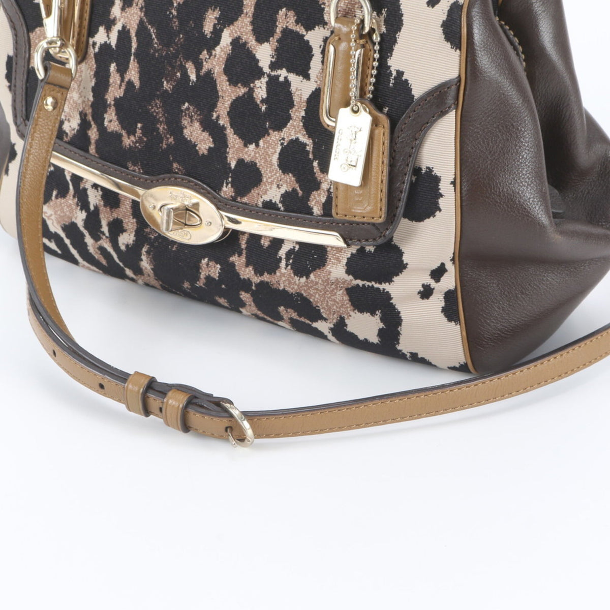 Coach Brown Leather Canvas Handbag Shoulder Bag Tote Bag (Pre-Owned)