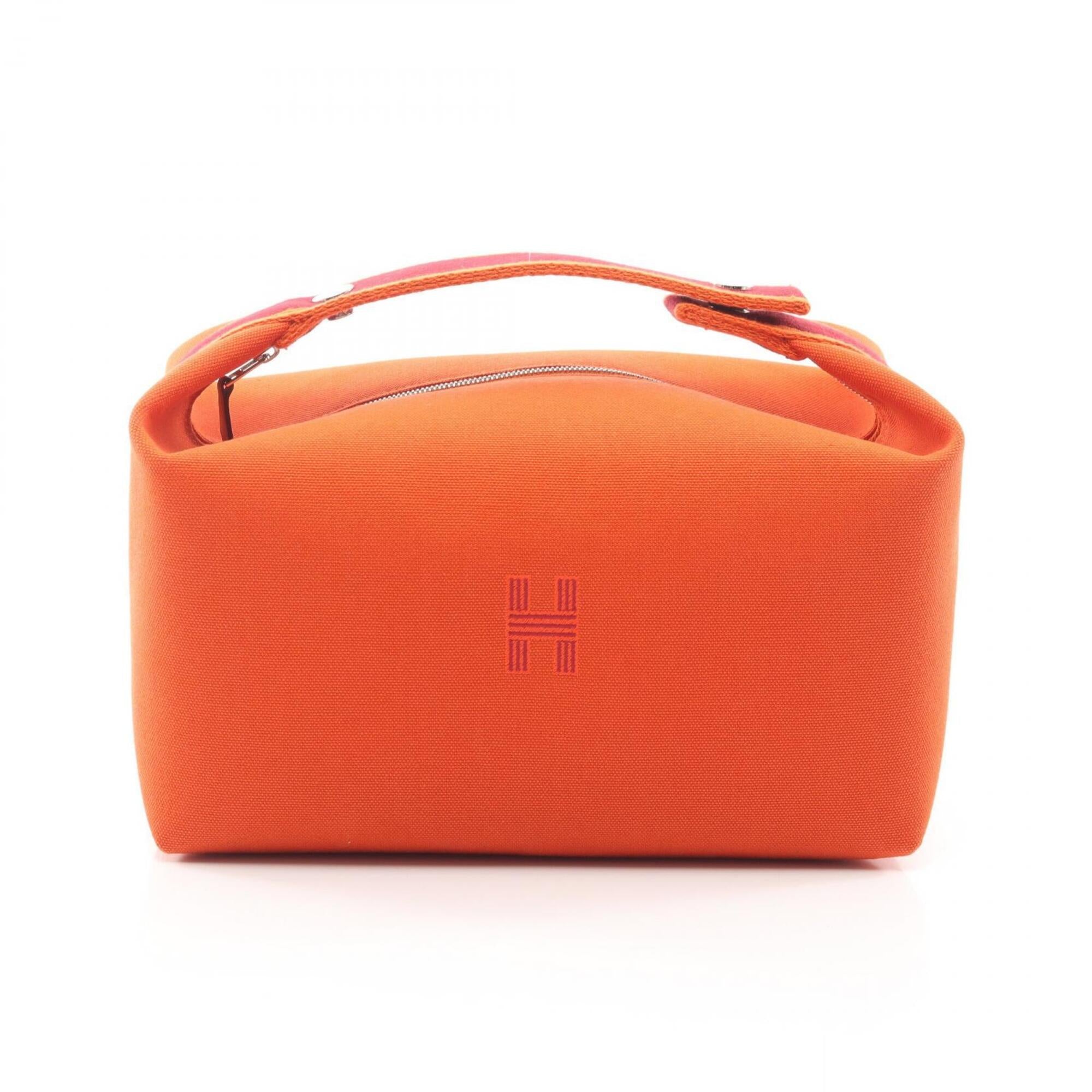 Hermes Bordeaux Feu Orange Canvas Handbag (Pre-Owned)