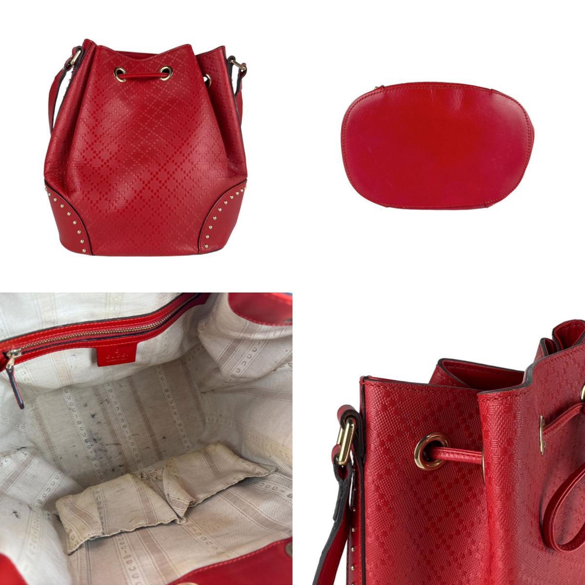 Gucci Red Color Leather Shoulder Bag (Pre-Owned)