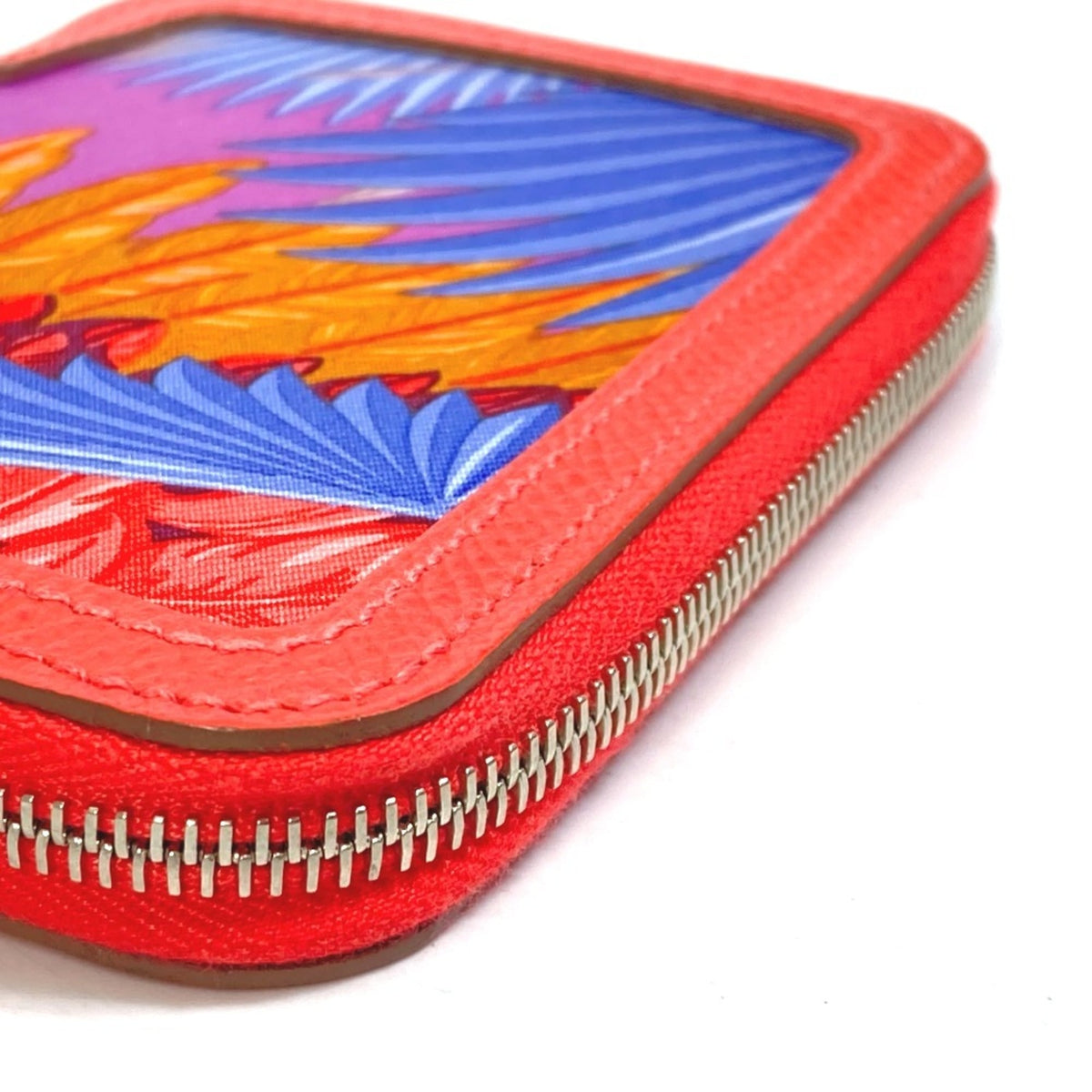 Hermes Soie Cool Rose Jaipur Epsom Leather Silk Wallet (Bi-Fold) (Pre-Owned)