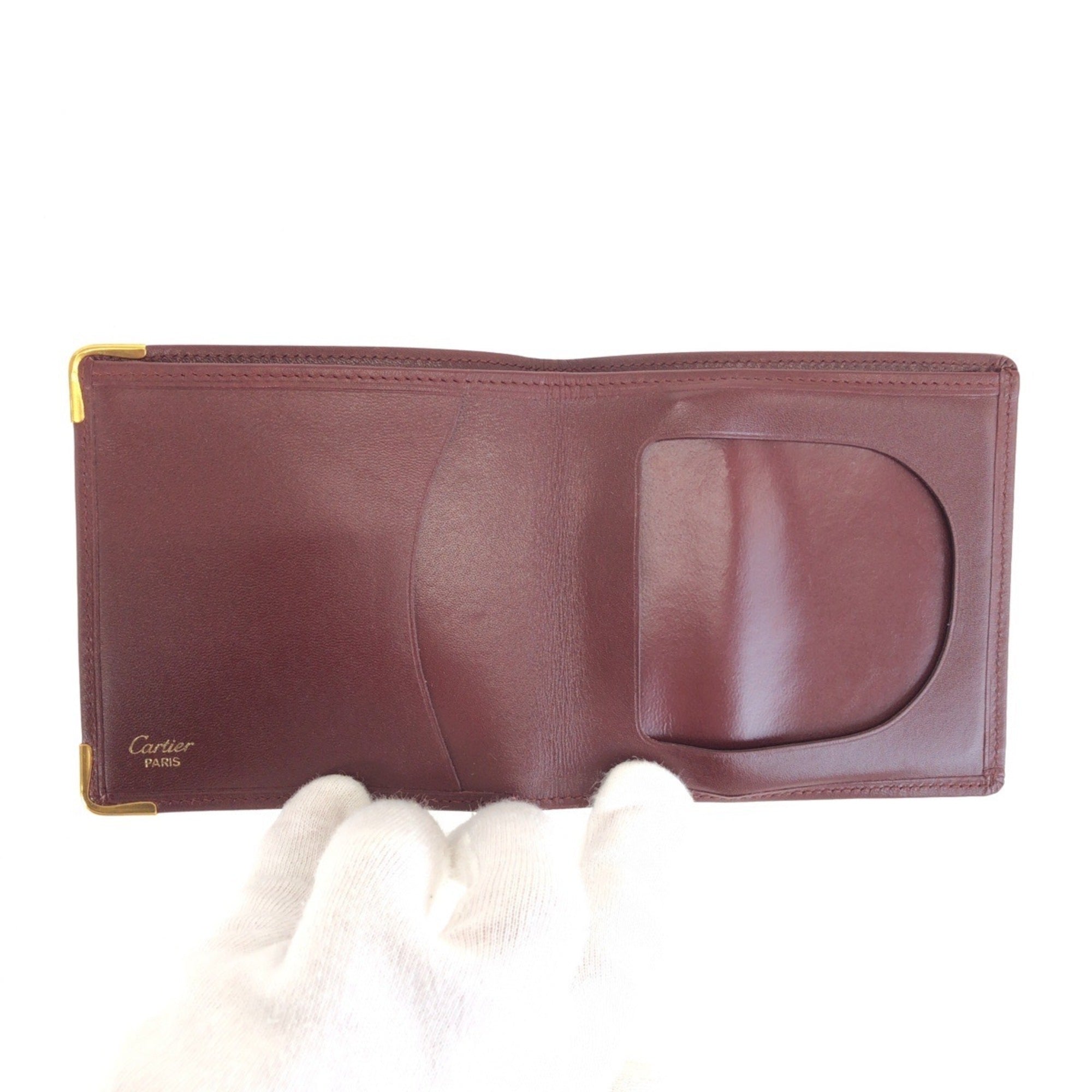 Cartier Wine Red Leather Wallet (Bi-Fold) (Pre-Owned)