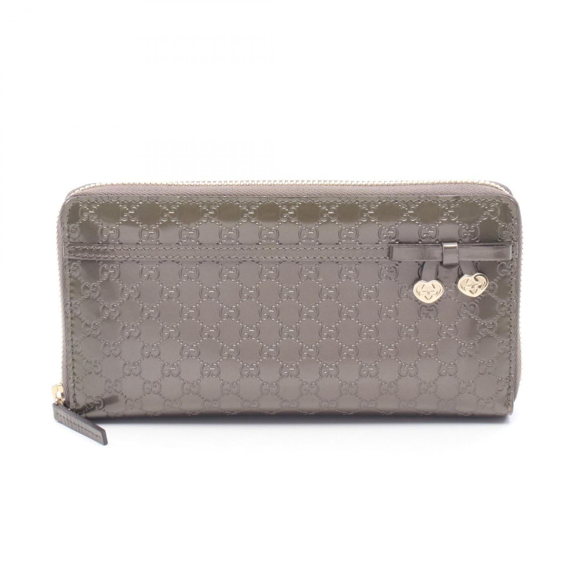 Gucci Khaki Patent Leather Long Wallet (Bi-Fold) (Pre-Owned)