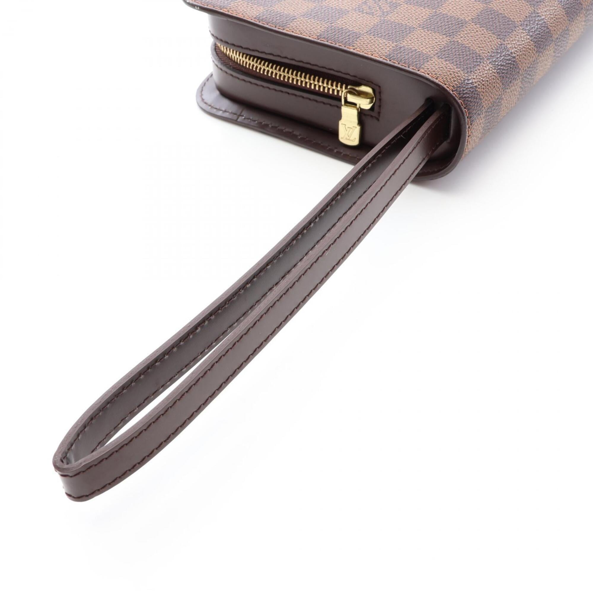Louis Vuitton Brown Coated Canvas Clutch Bag Handbag (Pre-Owned)