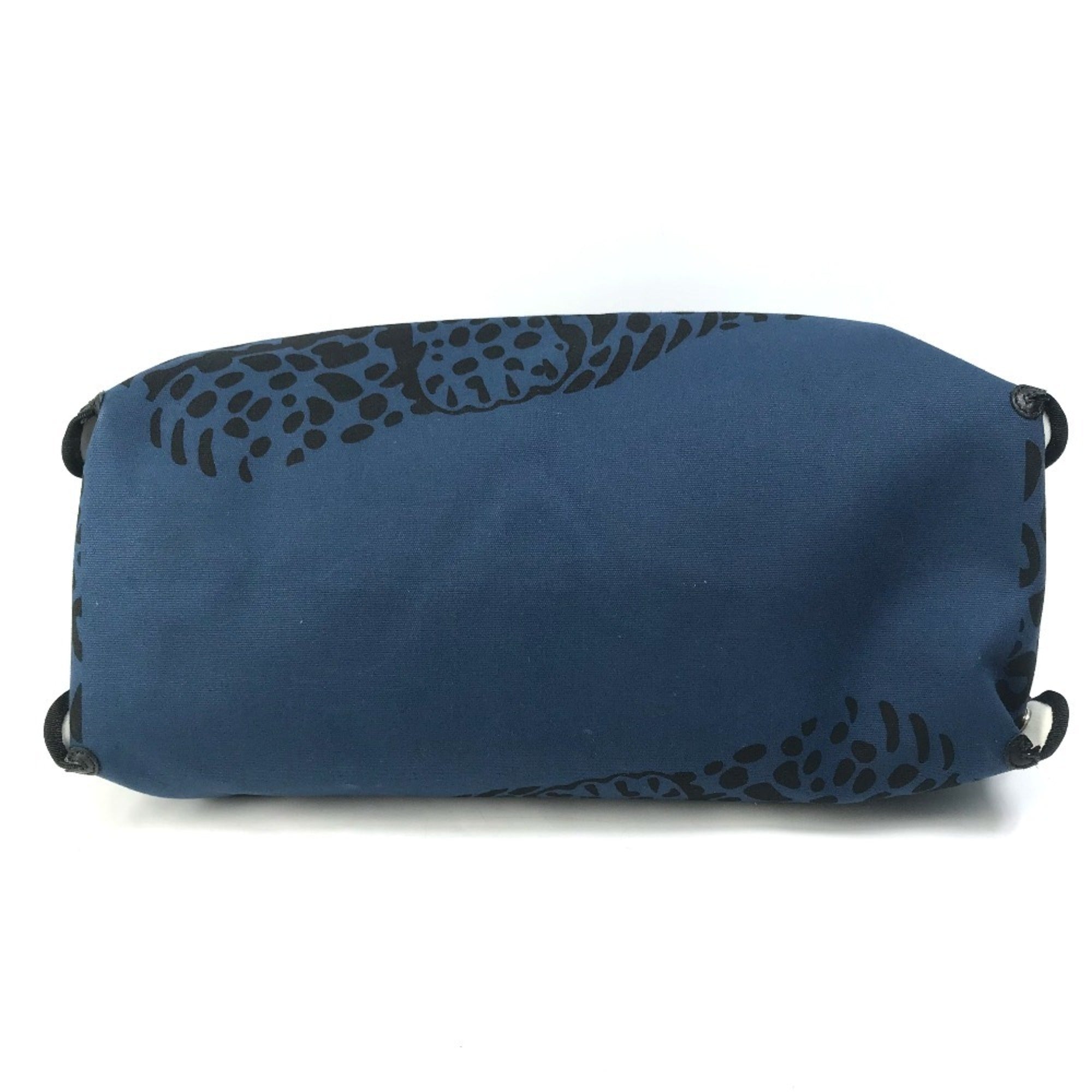 Hermes Black Navy Canvas Beach Bag Shoulder Bag Tote Bag (Pre-Owned)