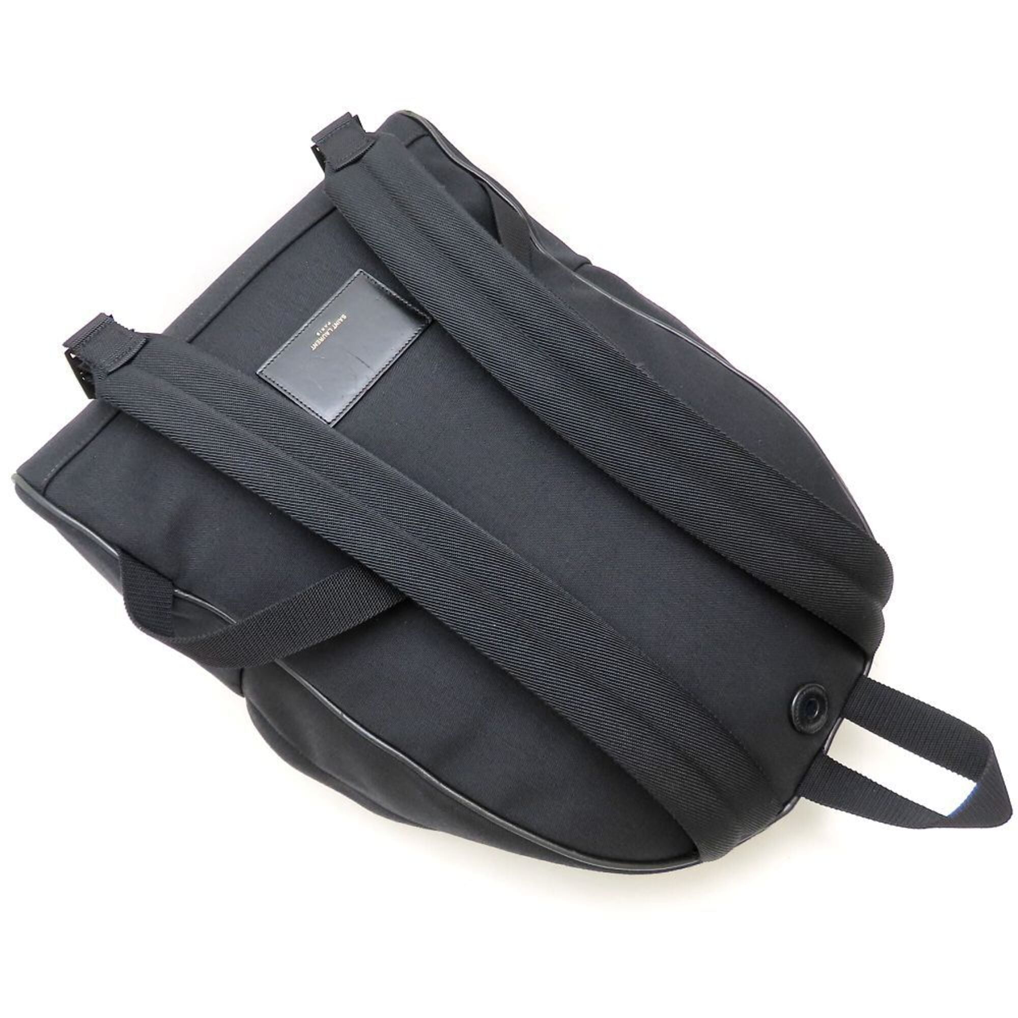 Yves Saint Laurent Black Canvas Leather Backpack (Pre-Owned)