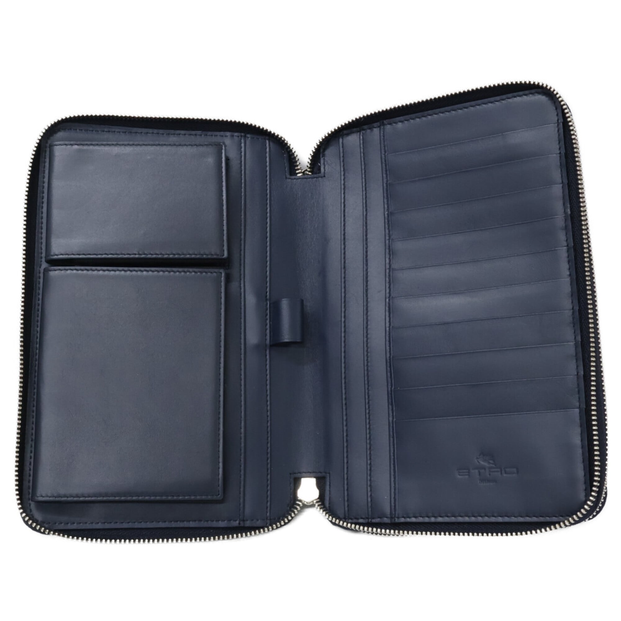 Etro Navy Leather Clutch Bag (Pre-Owned)