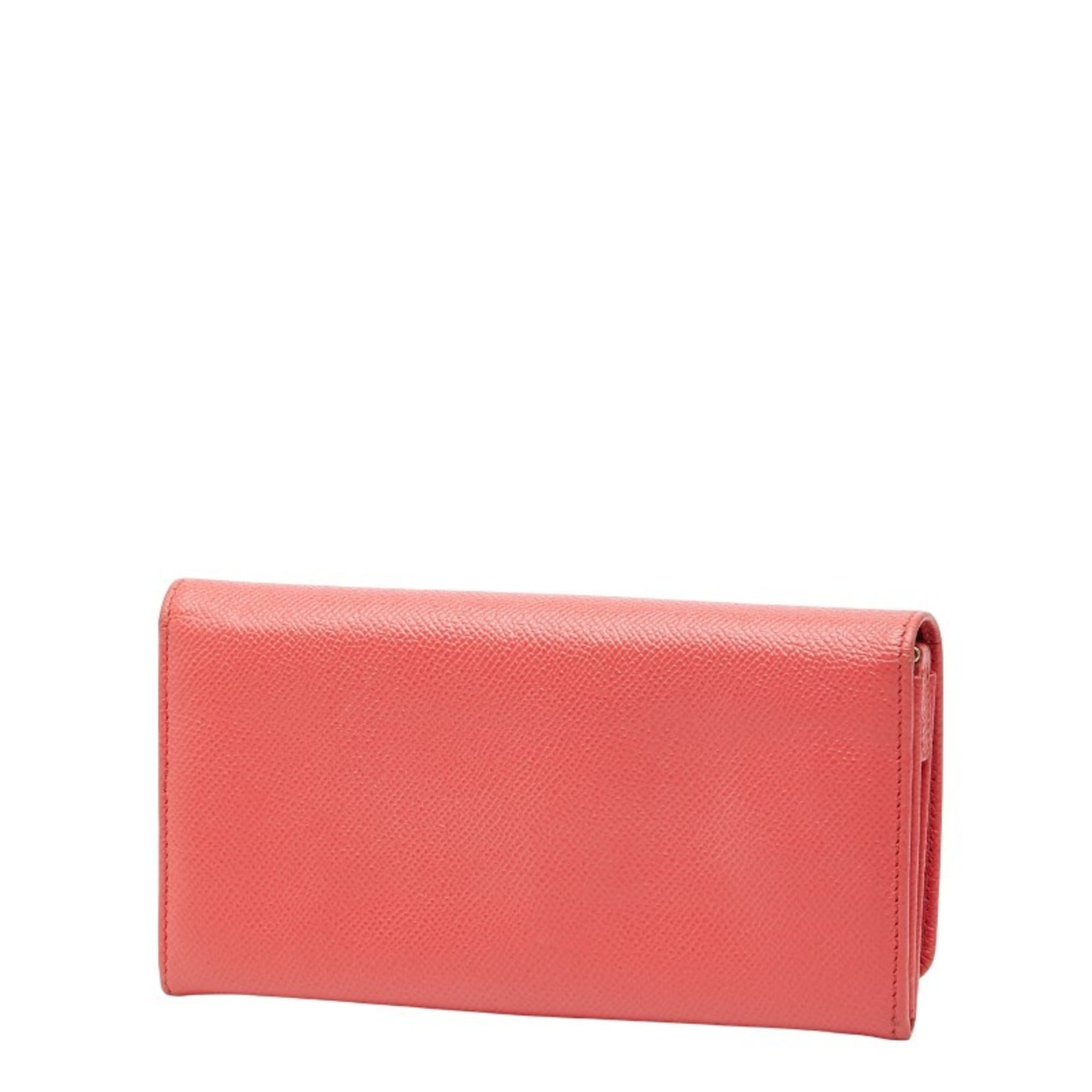 Bvlgari Pink Leather Long Wallet (Bi-Fold) (Pre-Owned)