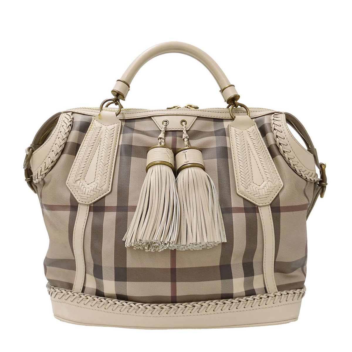 Burberry Beige Leather Handbag Shoulder Bag (Pre-Owned)