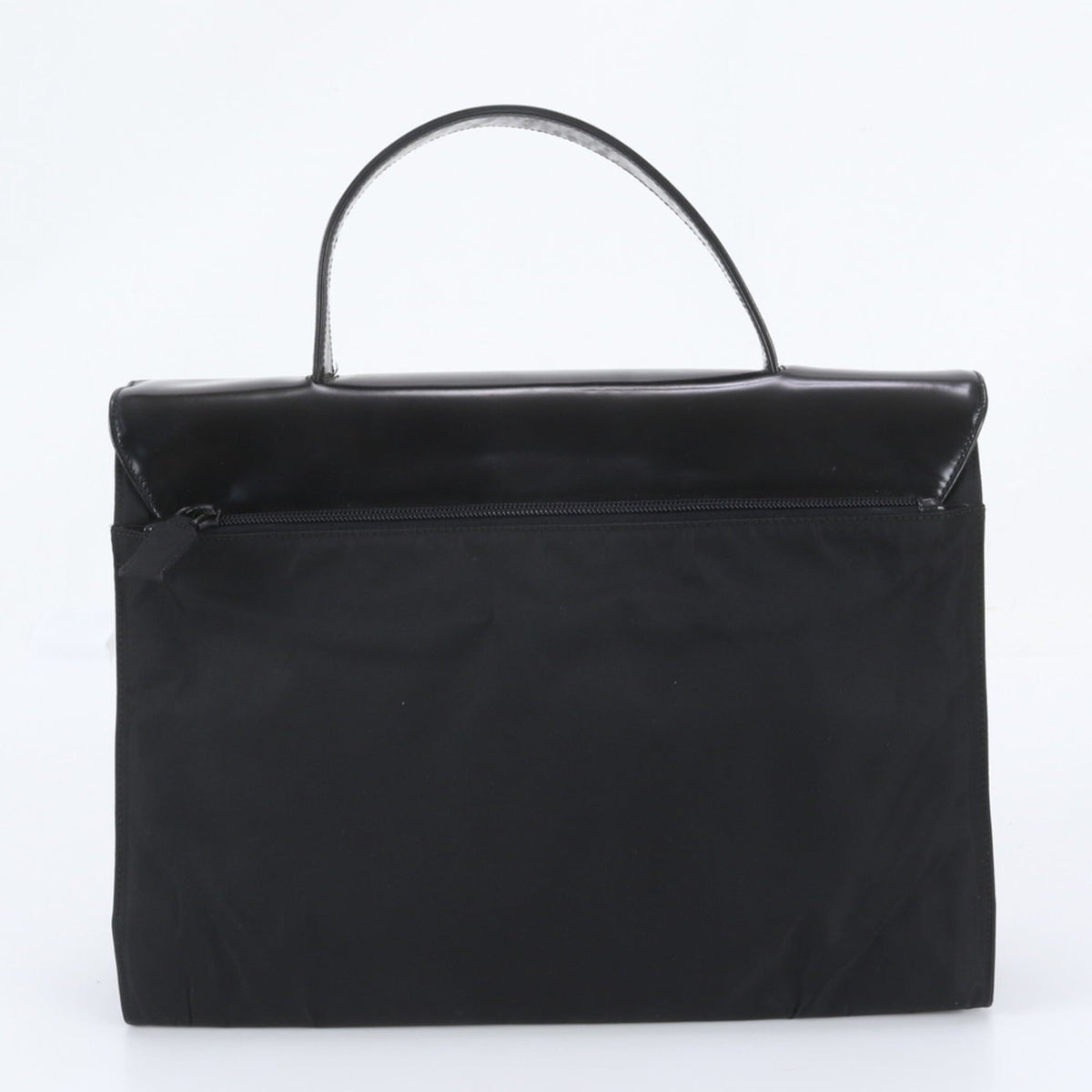 Prada Black Leather Nylon Briefcase (Pre-Owned)
