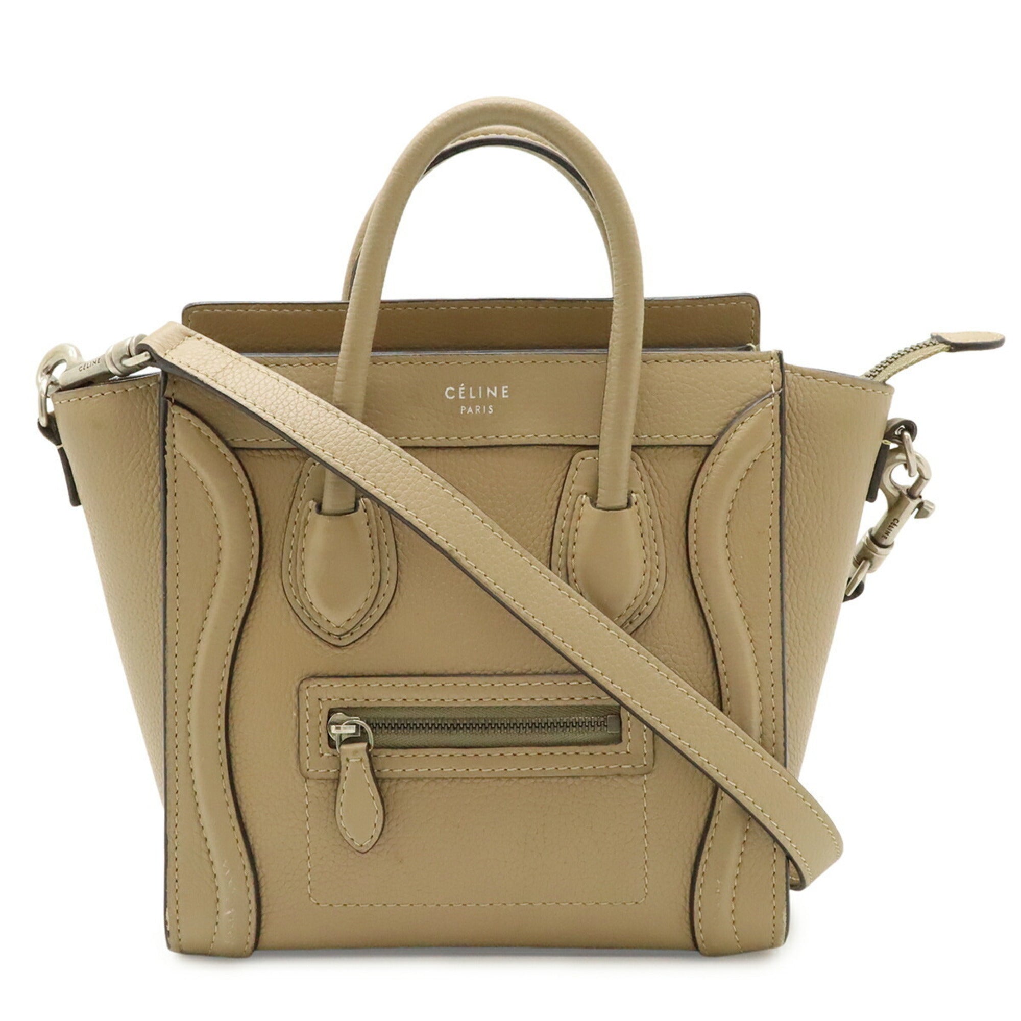 Celine Beige Leather Handbag Shoulder Bag (Pre-Owned)
