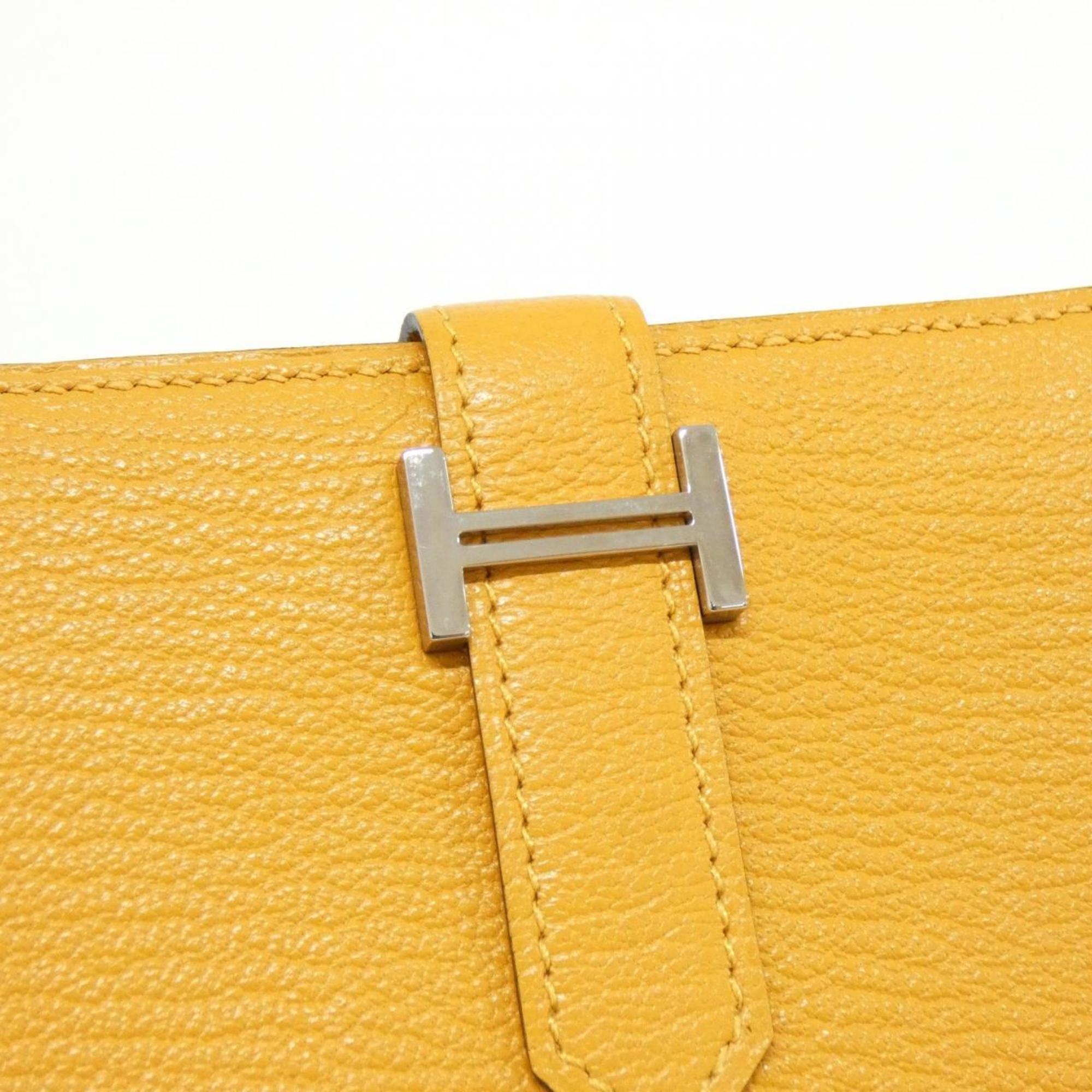 Hermes Moutarde Chevre Leather Wallet (Bi-Fold) (Pre-Owned)