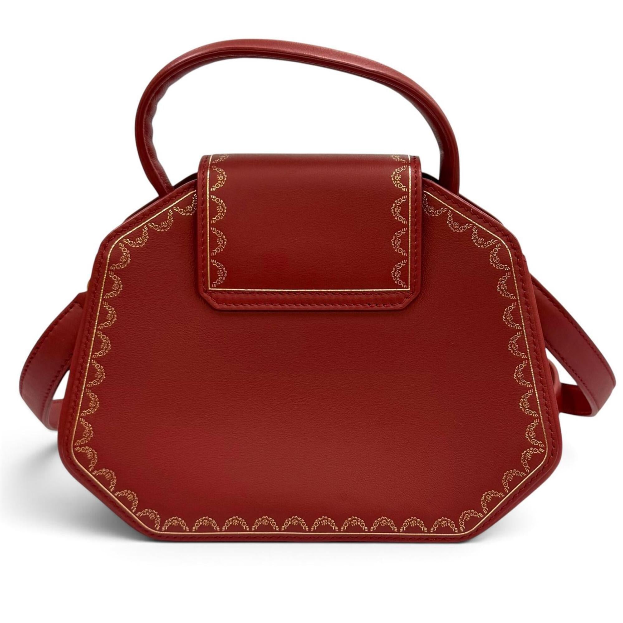Cartier Red Color Leather Shoulder Bag (Pre-Owned)