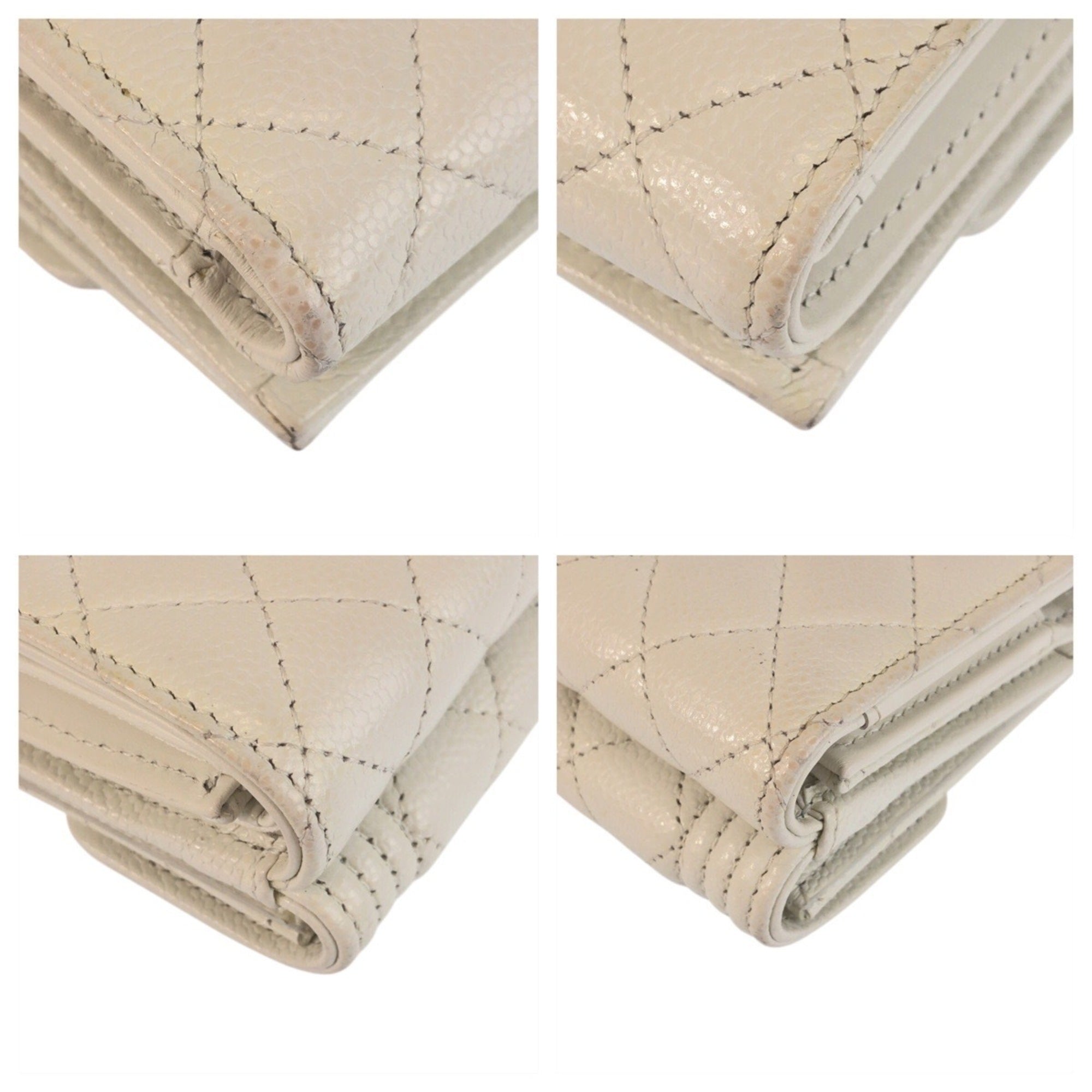 Chanel White Leather Wallet (Tri-Fold) (Pre-Owned)