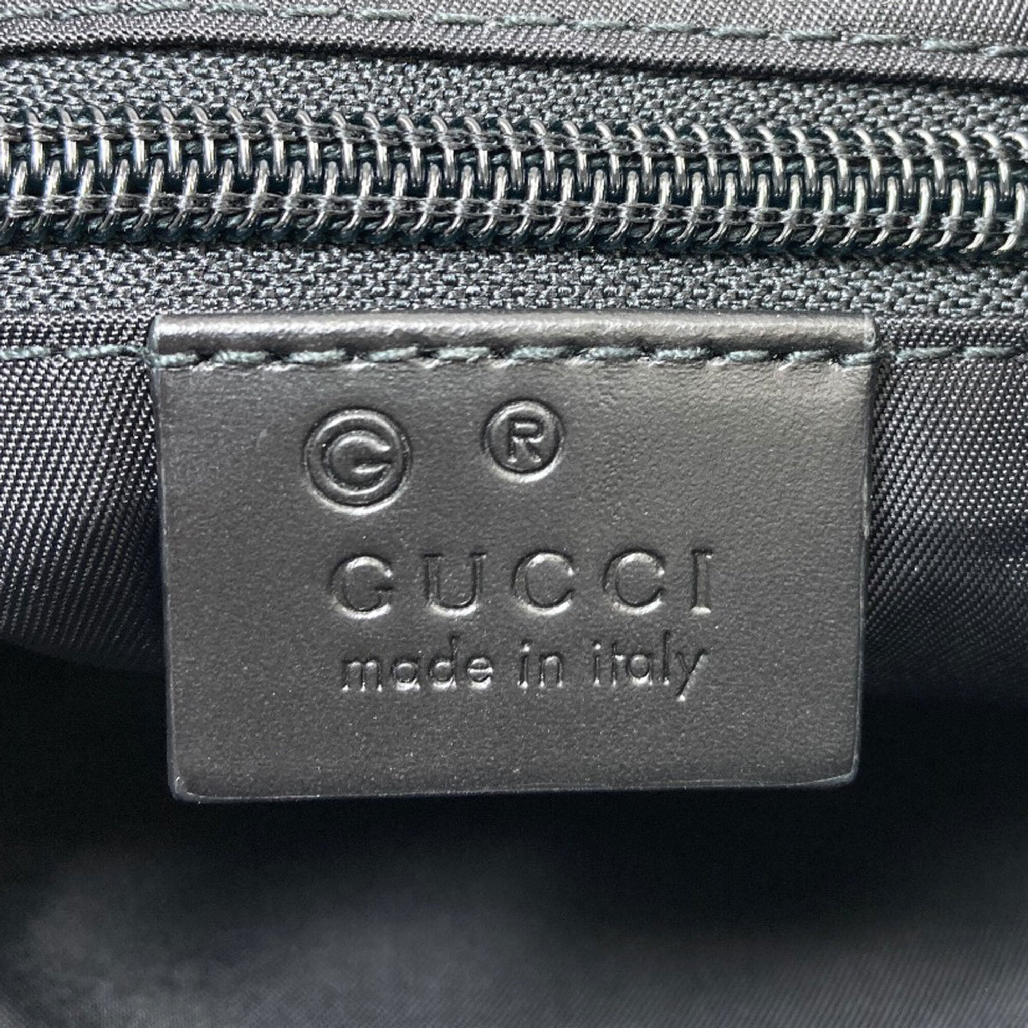 Gucci Sherry Line Black Green Red Color Nylon Canvas Shoulder Bag (Pre-Owned)