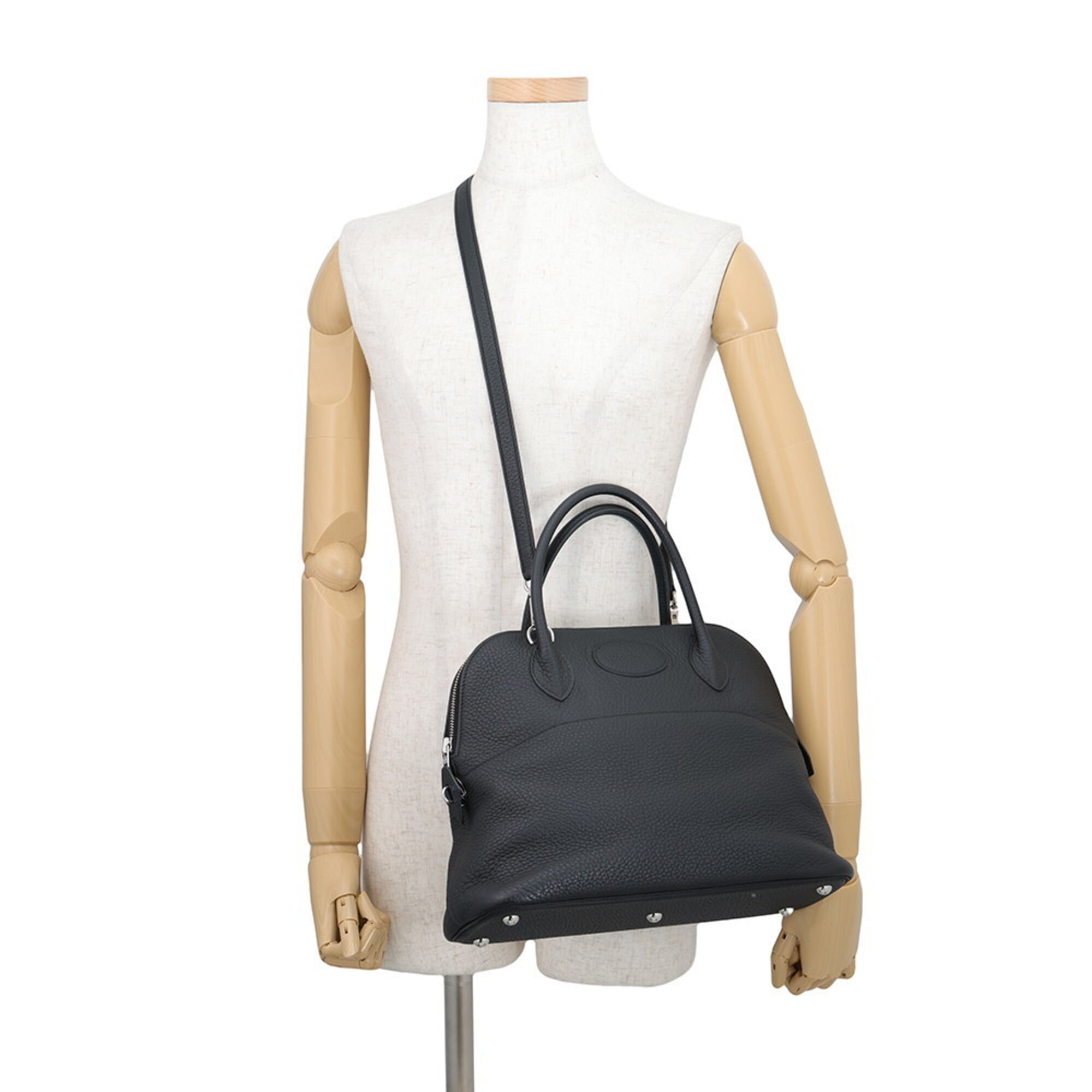 Hermes Bolide Black Taurillon Clemence Leather Handbag Shoulder Bag (Pre-Owned)