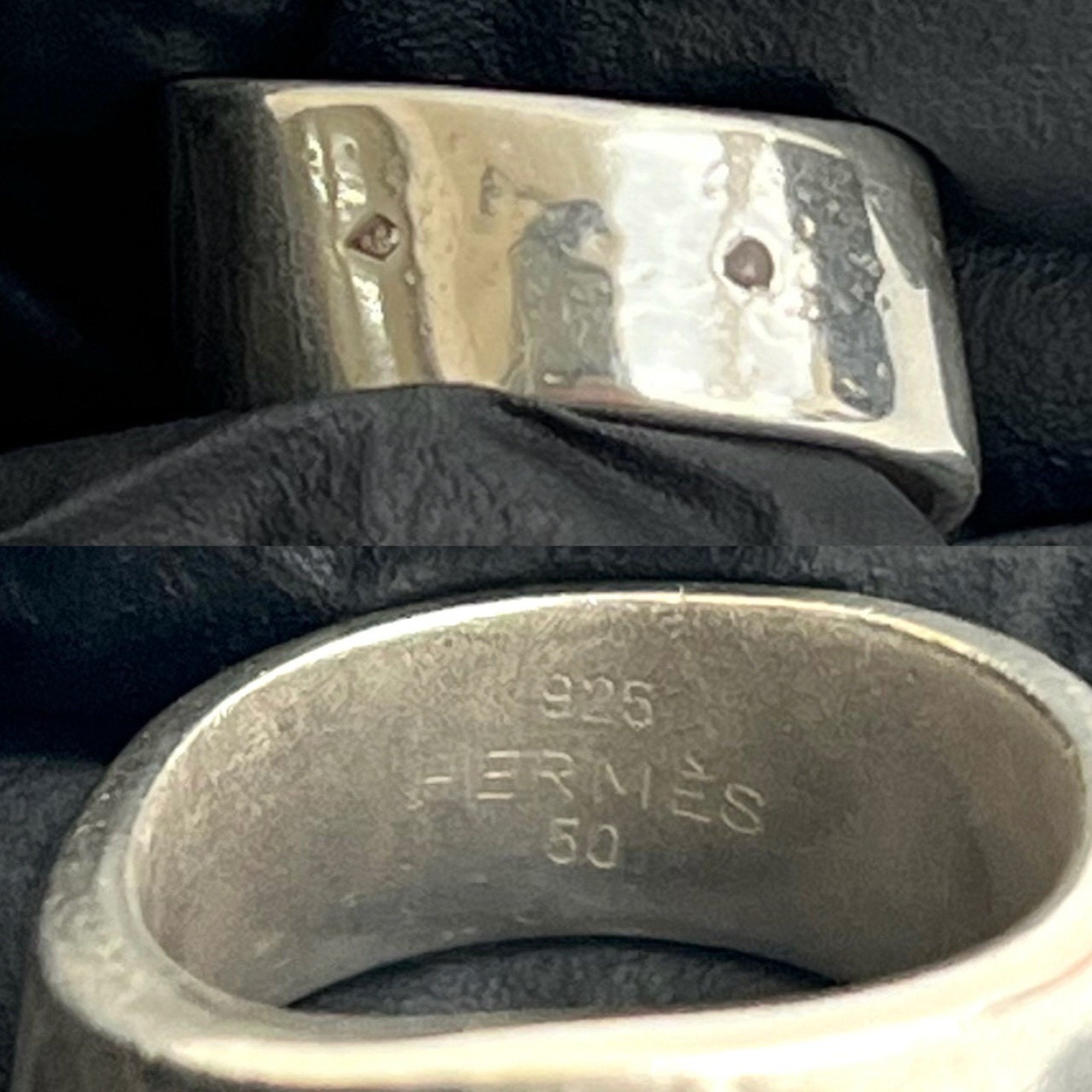 Hermes Silver Silver 925 Band Ring (Pre-Owned)