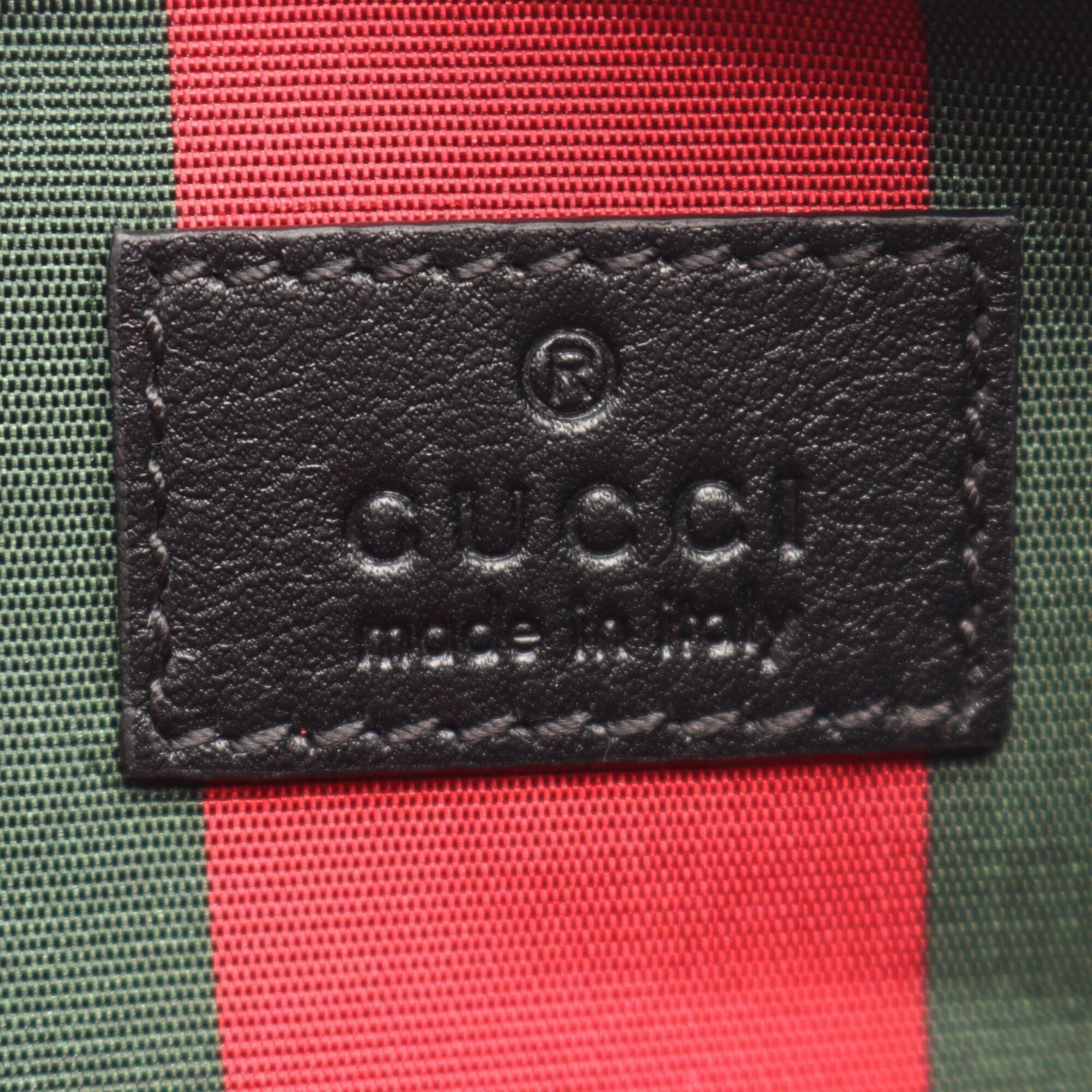Gucci Beige Black Coated Canvas Leather Handbag Shoulder Bag (Pre-Owned)