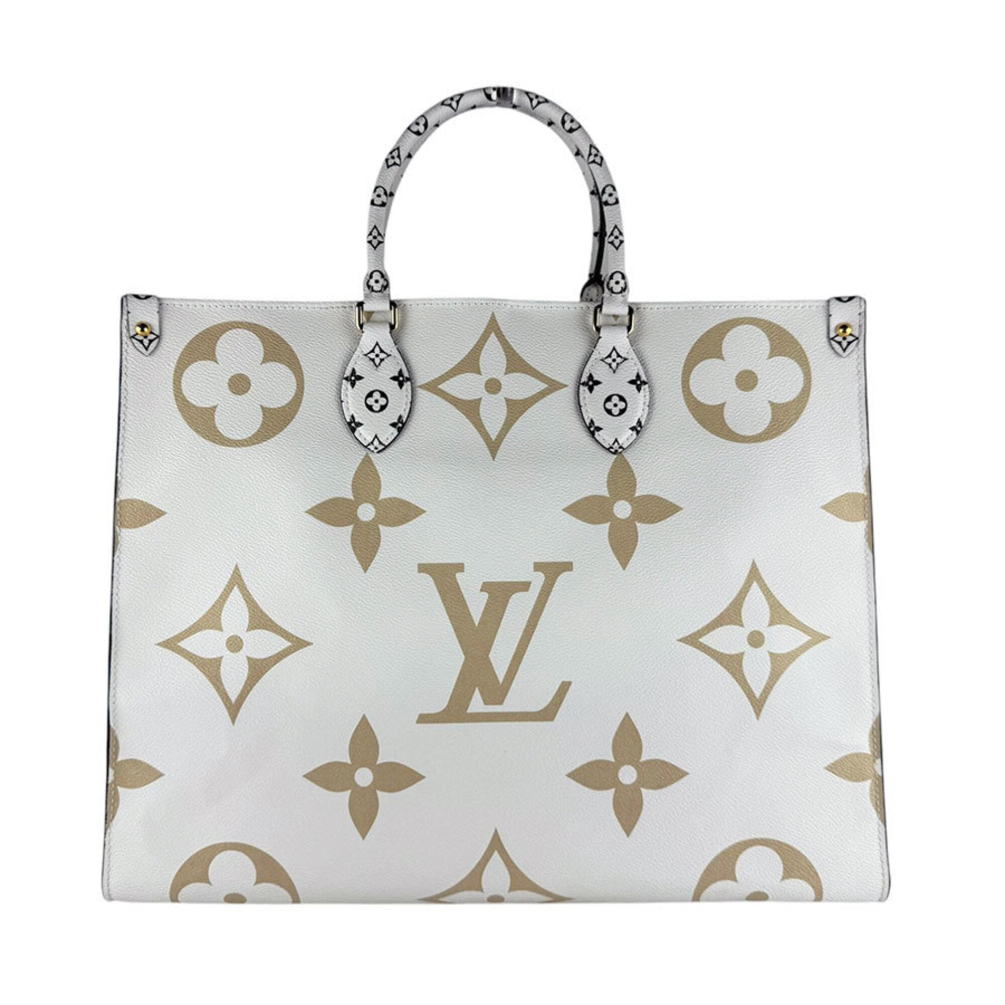 Louis Vuitton Beige Khaki White Pvc Handbag Shoulder Bag (Pre-Owned)