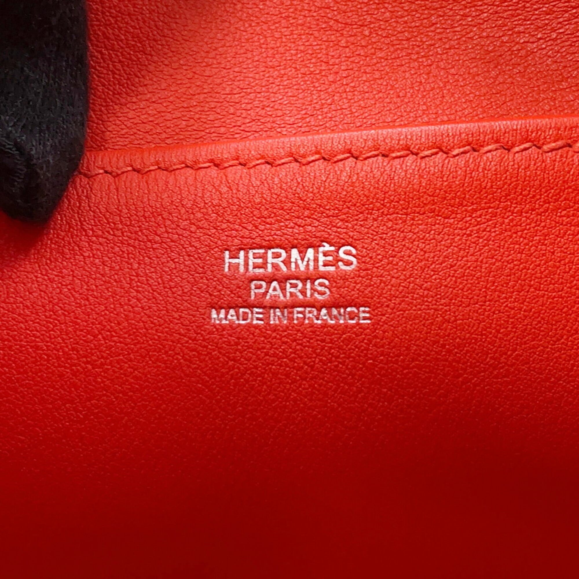 Hermes Kara Teal White Evercalf Leather Handbag Shoulder Bag (Pre-Owned)