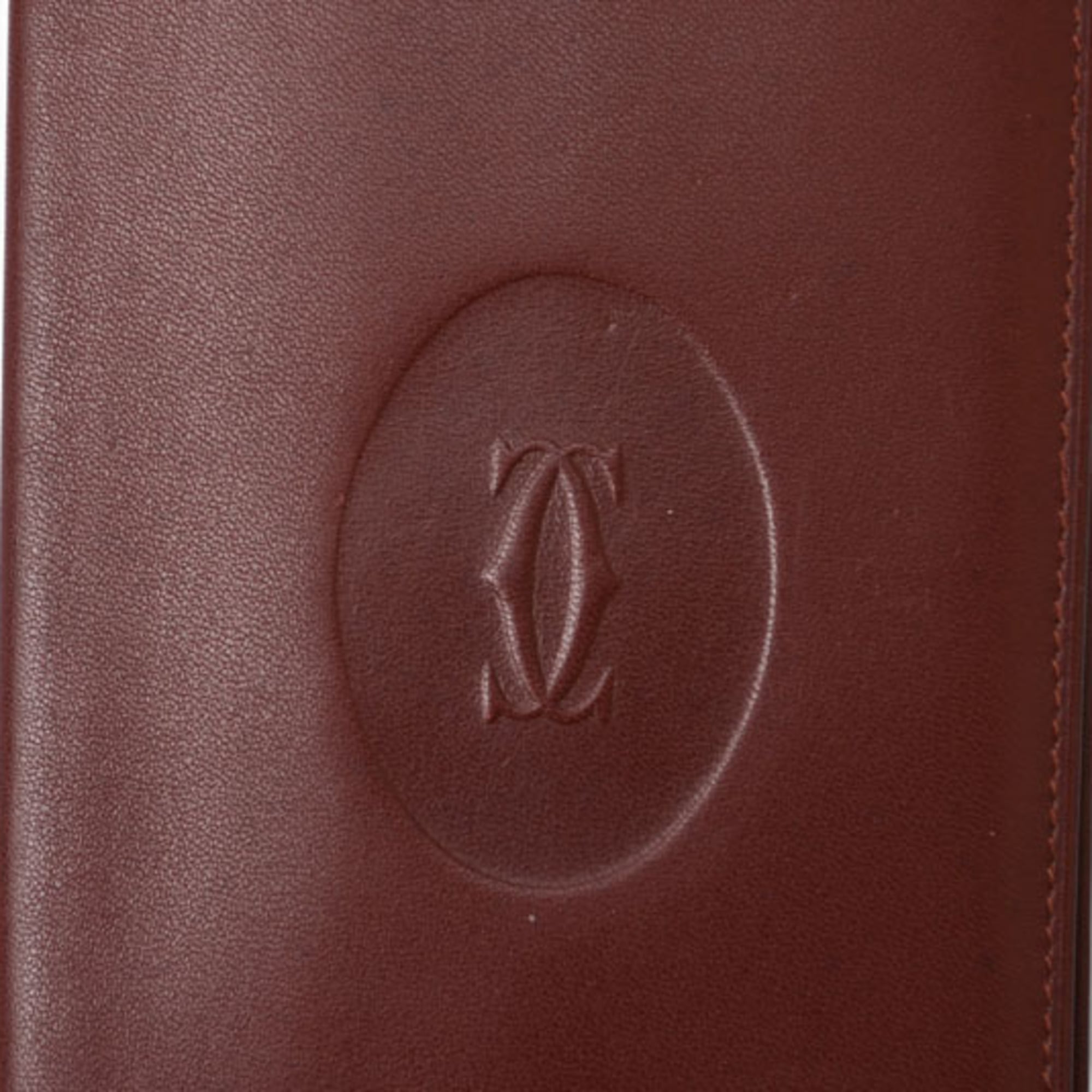 Cartier Must Bordeaux Leather Long Wallet (Bi-Fold) (Pre-Owned)