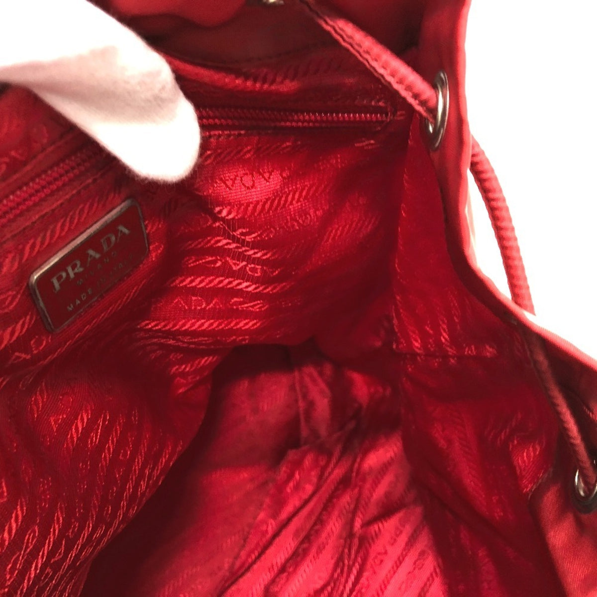 Prada Red Color Nylon Backpack (Pre-Owned)