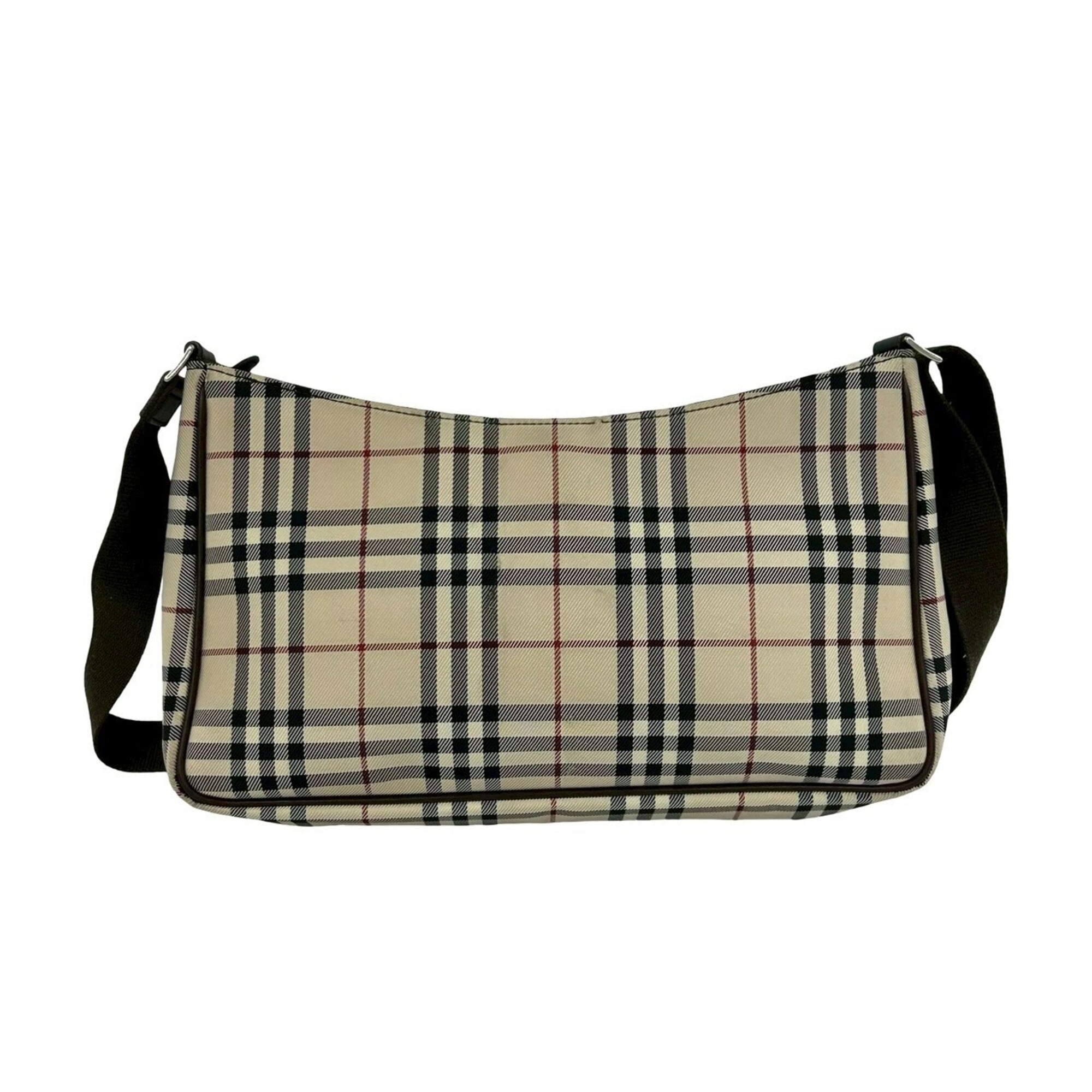 Burberry Beige Brown Canvas Leather Shoulder Bag (Pre-Owned)
