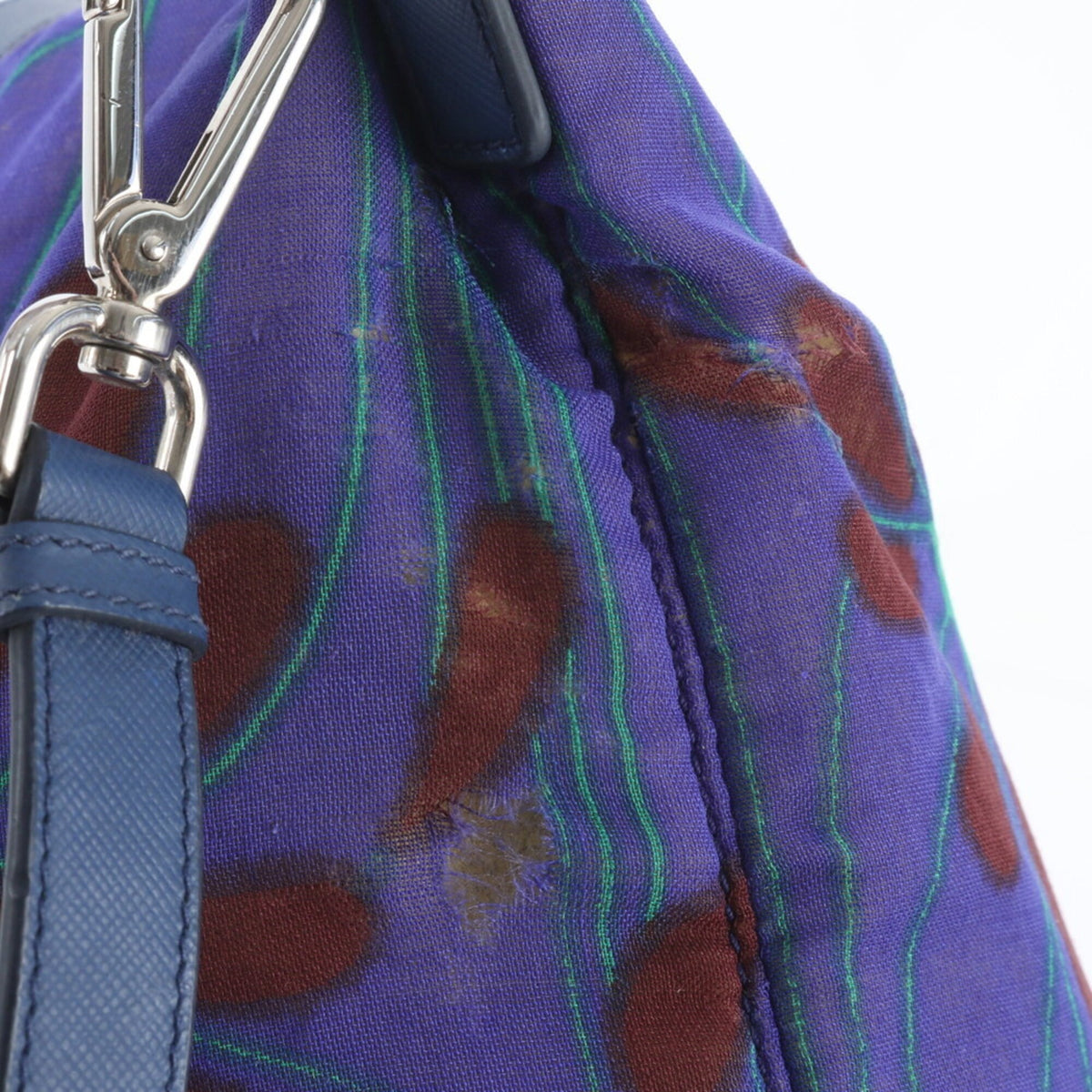 Prada Multi-Color Leather Canvas Shoulder Bag Tote Bag (Pre-Owned)