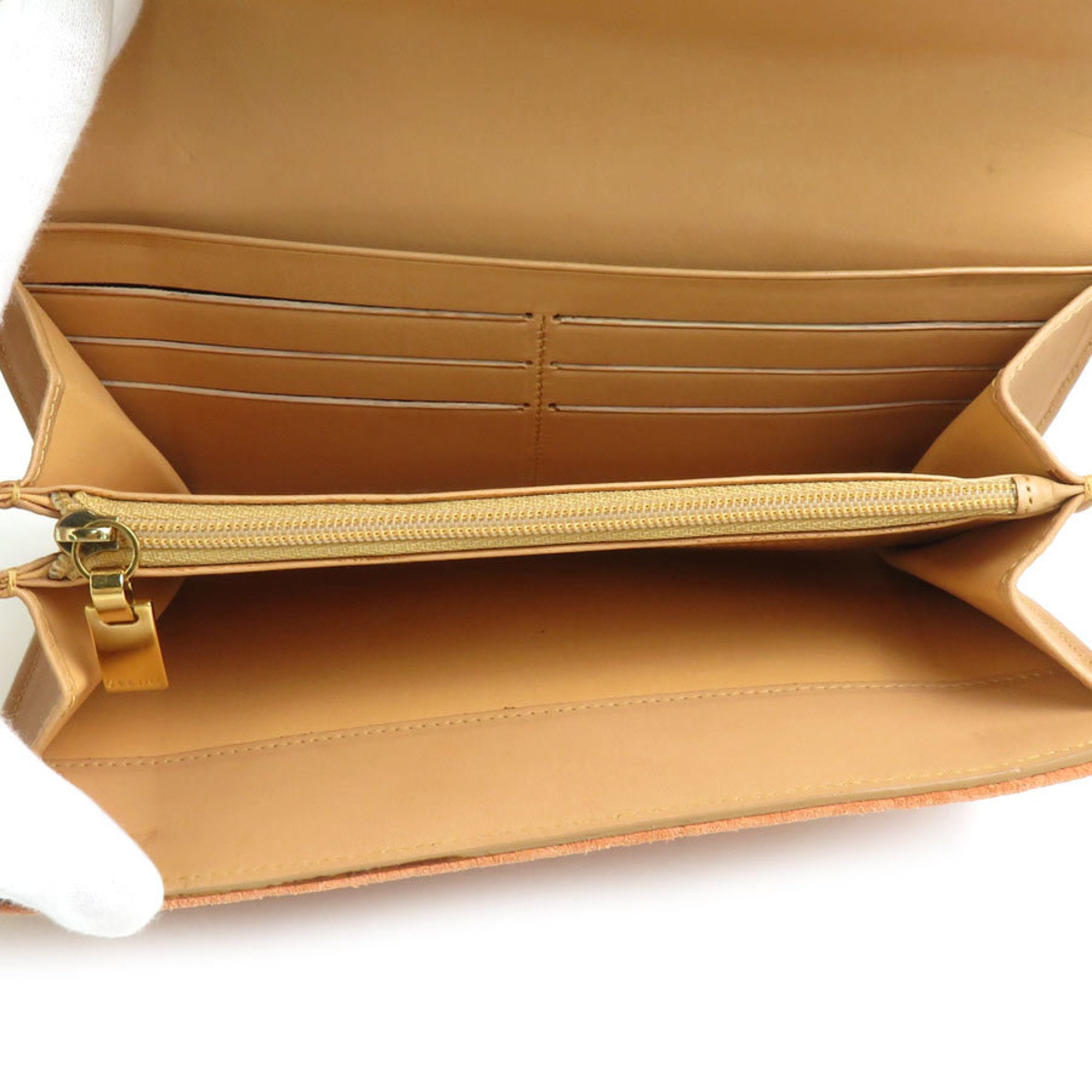 Celine Beige Orange Suede Long Wallet (Bi-Fold) (Pre-Owned)