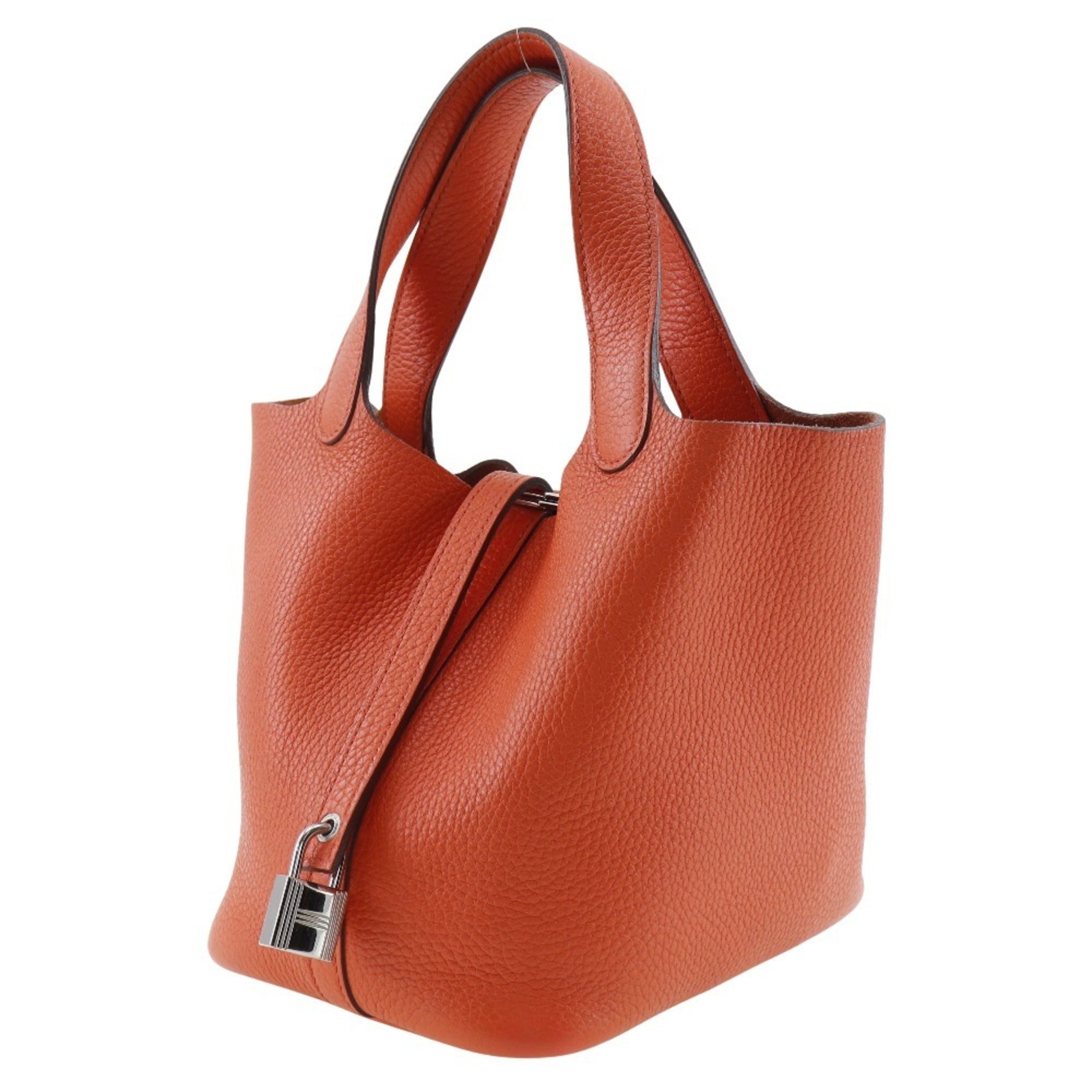 Hermes Orange Taurillon Clemence Leather Handbag (Pre-Owned)