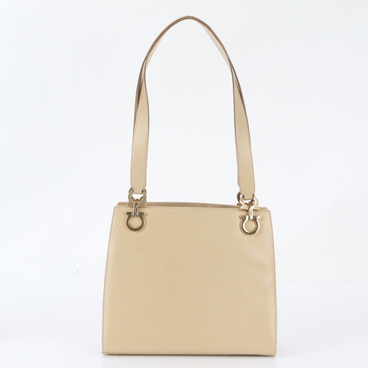 Salvatore Ferragamo Beige Leather Handbag Shoulder Bag Tote Bag (Pre-Owned)