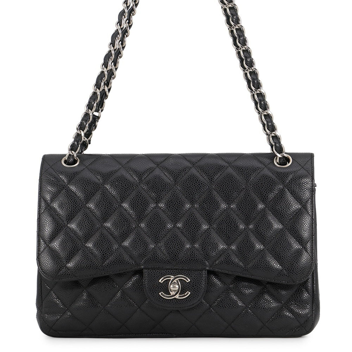 Chanel Matelasse Black Grained Calfskin Handbag Shoulder Bag (Pre-Owned)
