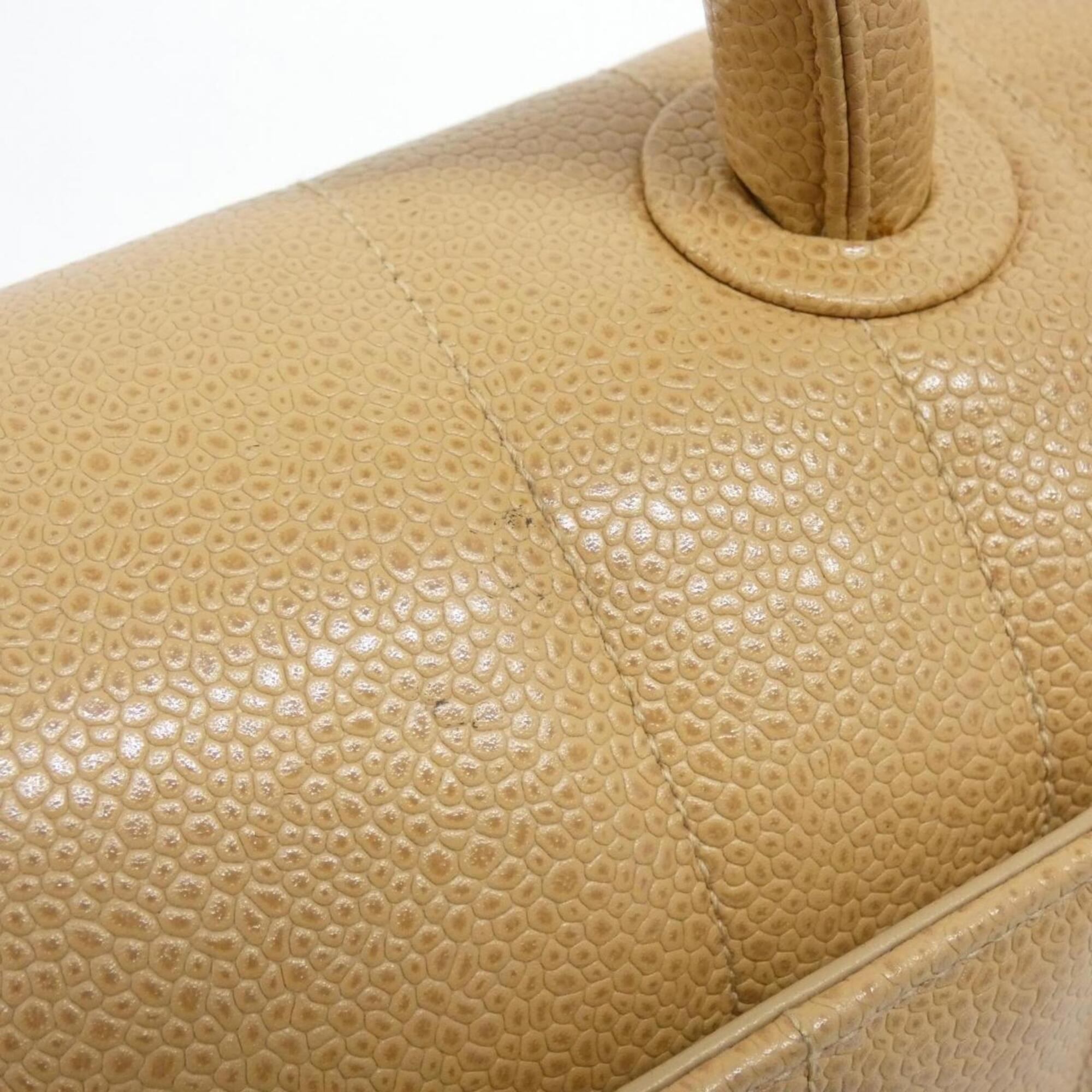 Chanel Beige Grained Calfskin Handbag (Pre-Owned)