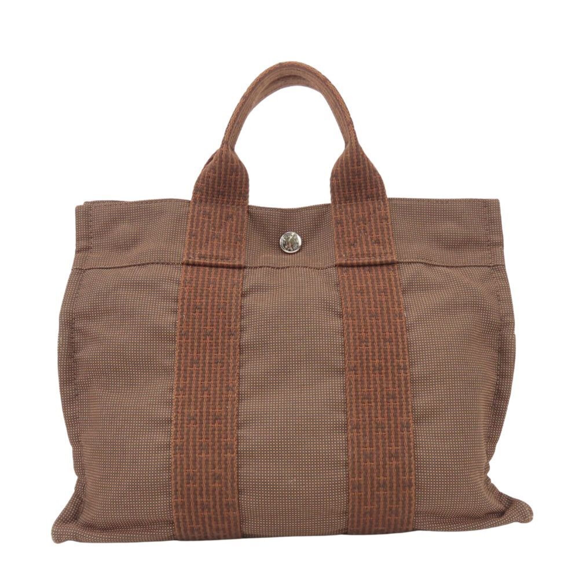 Hermes Brown Canvas Tote Bag (Pre-Owned)