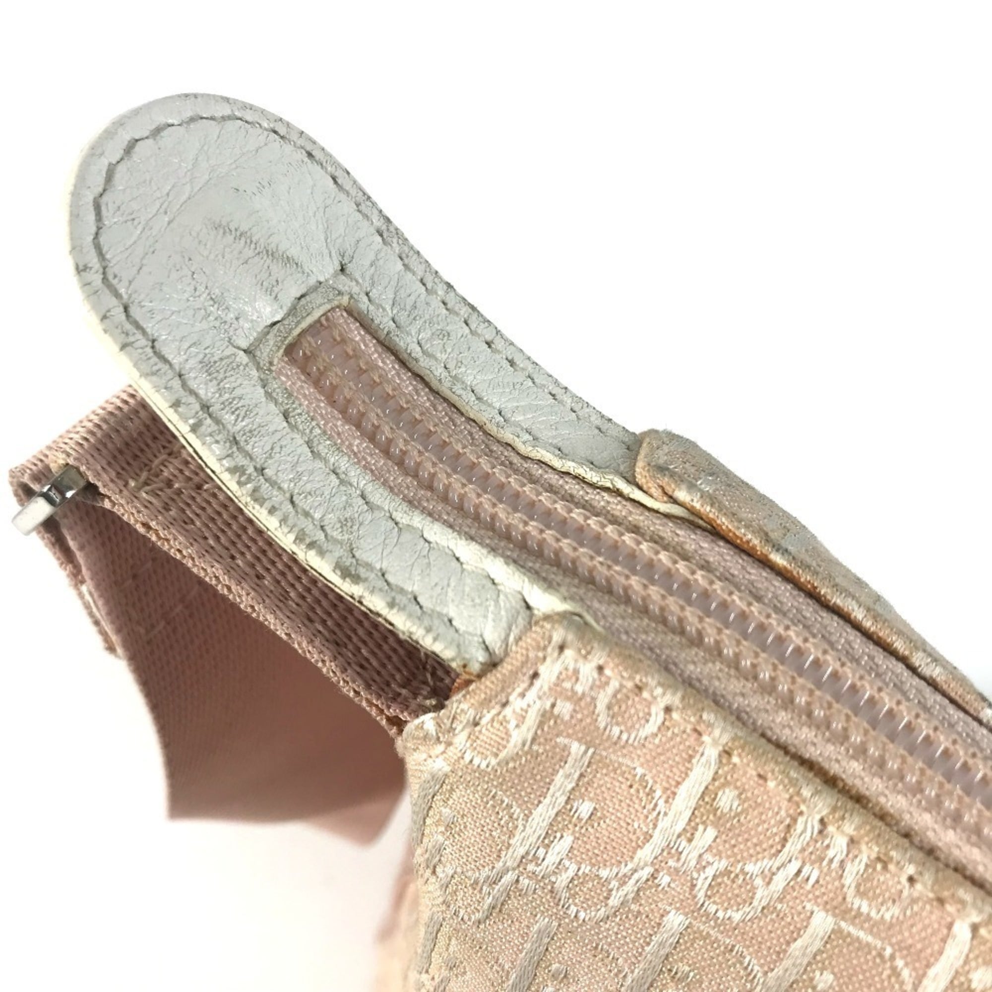 Christian Dior Pink White Yellow Leather Canvas Shoulder Bag (Pre-Owned)
