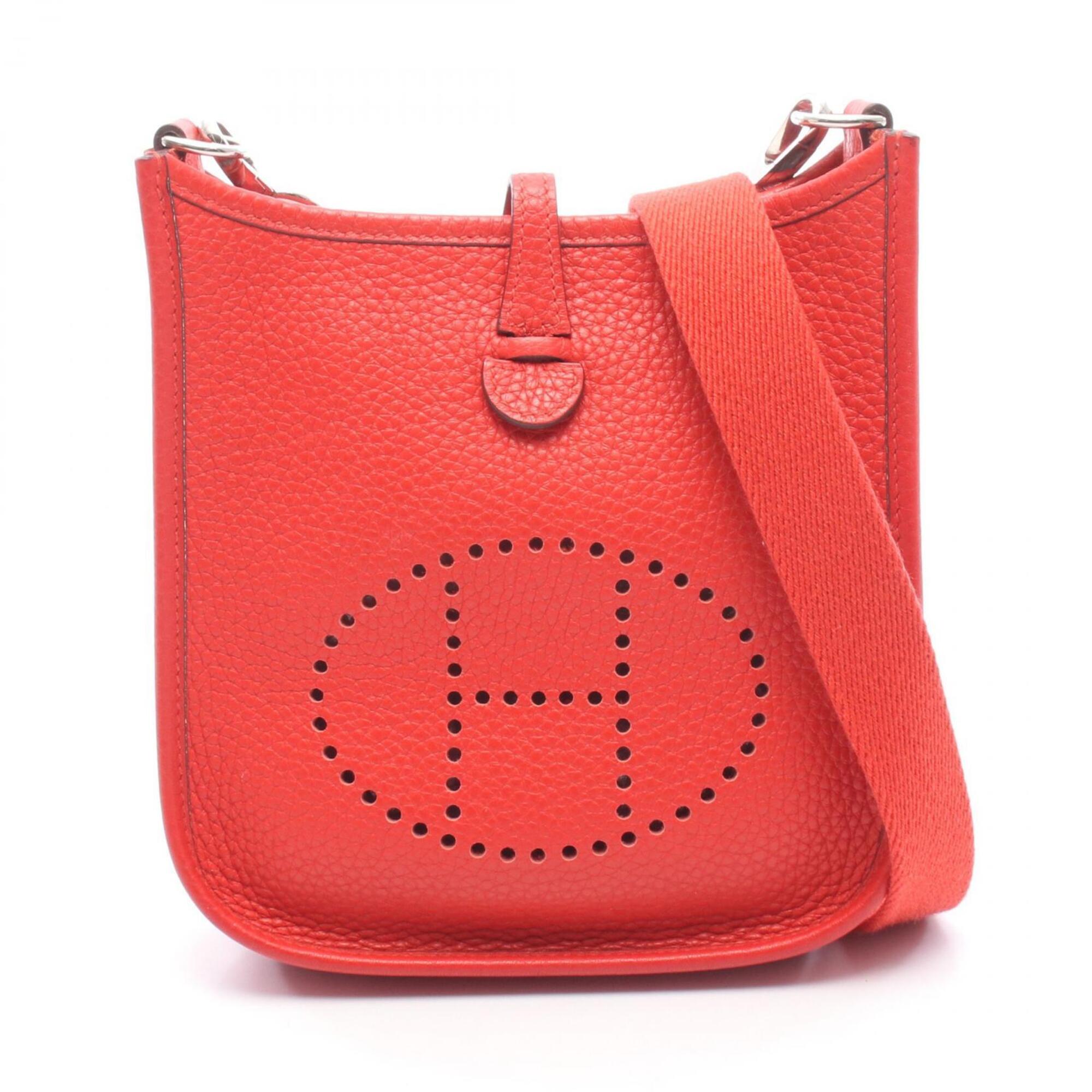 Hermes Red Color Taurillon Clemence Leather Shoulder Bag (Pre-Owned)