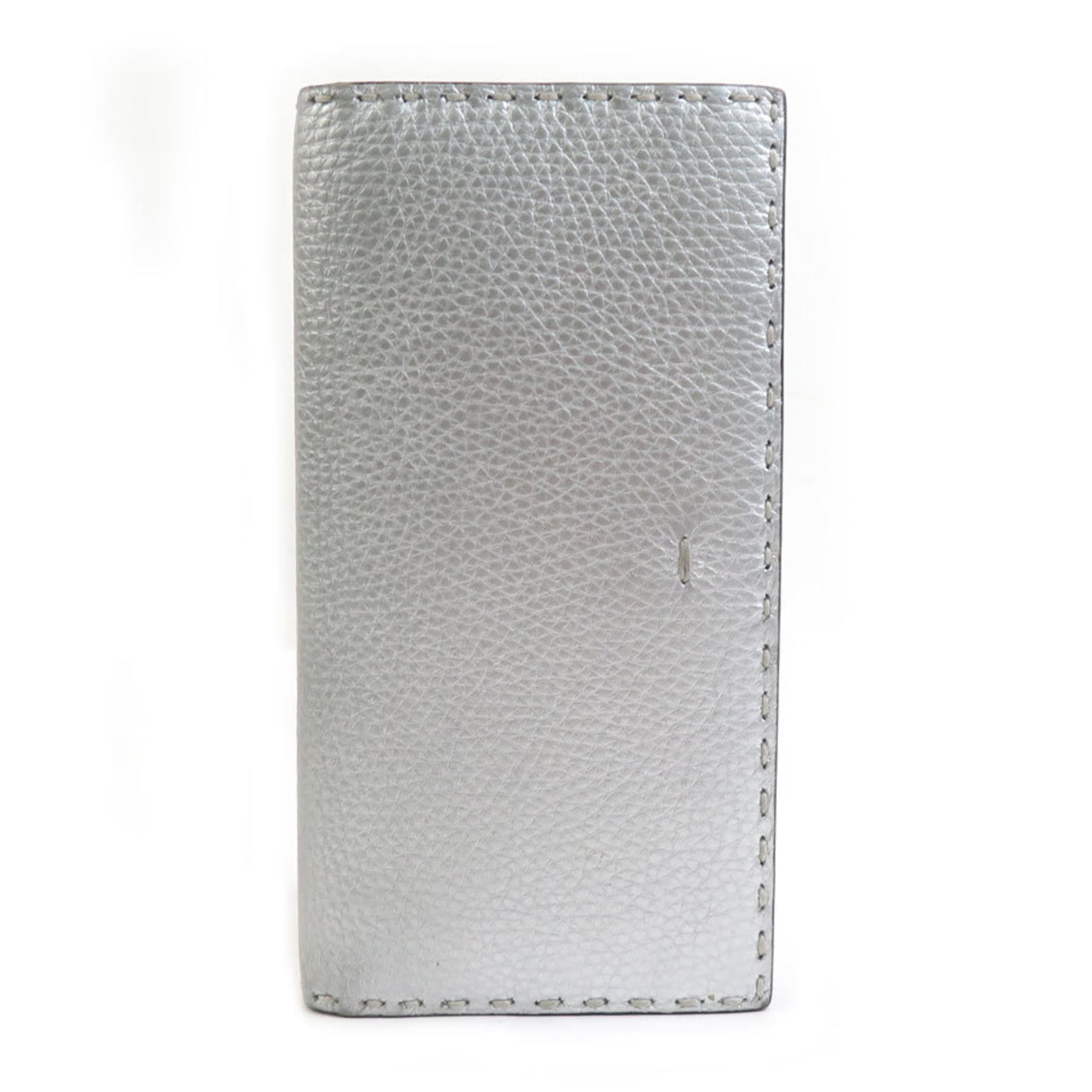 Fendi Silver Leather Long Wallet (Bi-Fold) (Pre-Owned)