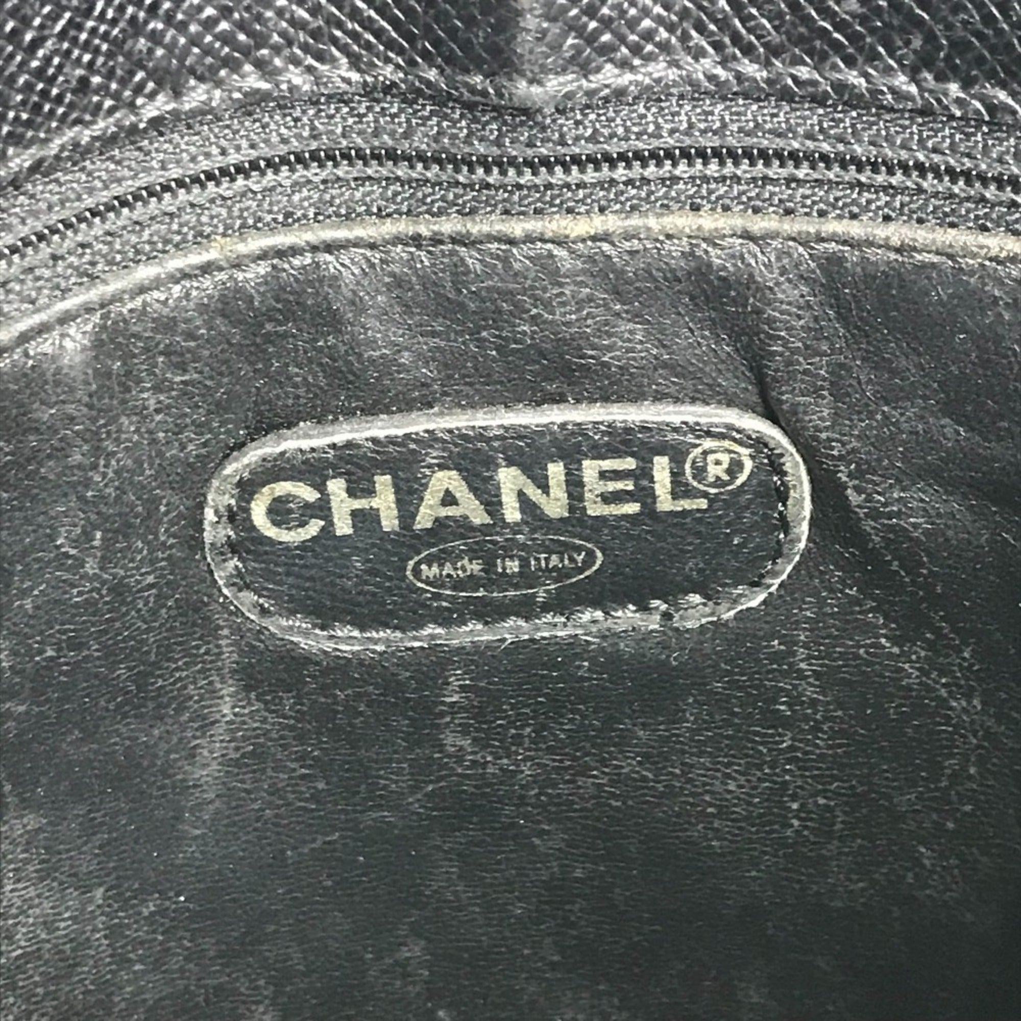 Chanel Black Grained Calfskin Shoulder Bag Tote Bag (Pre-Owned)